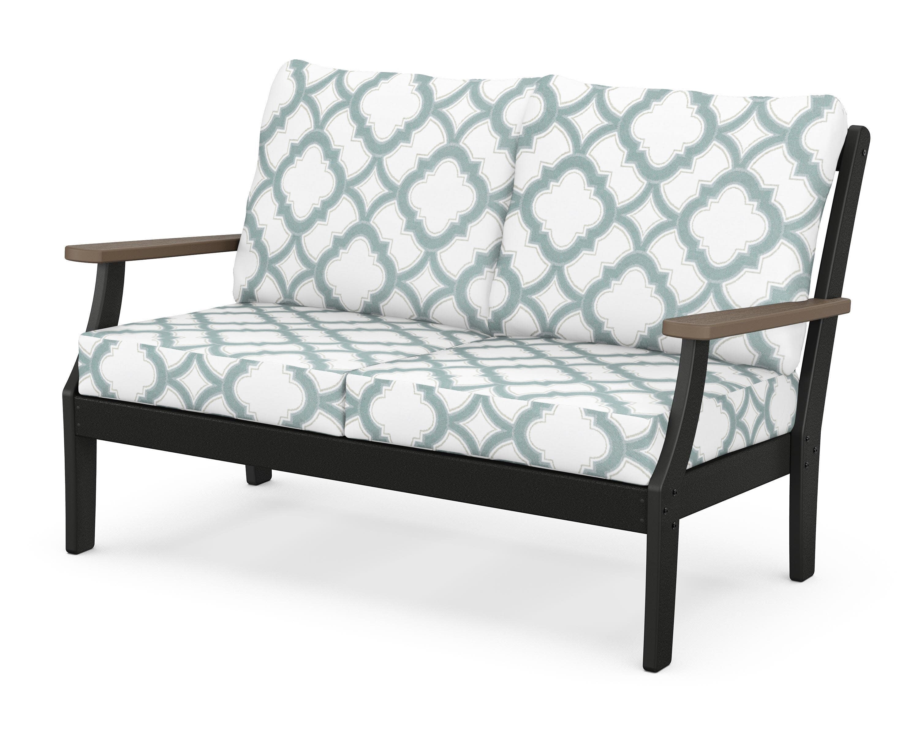 Braxton Deep Seating Loveseat in Black / Kona / Trellis Glacier Spa