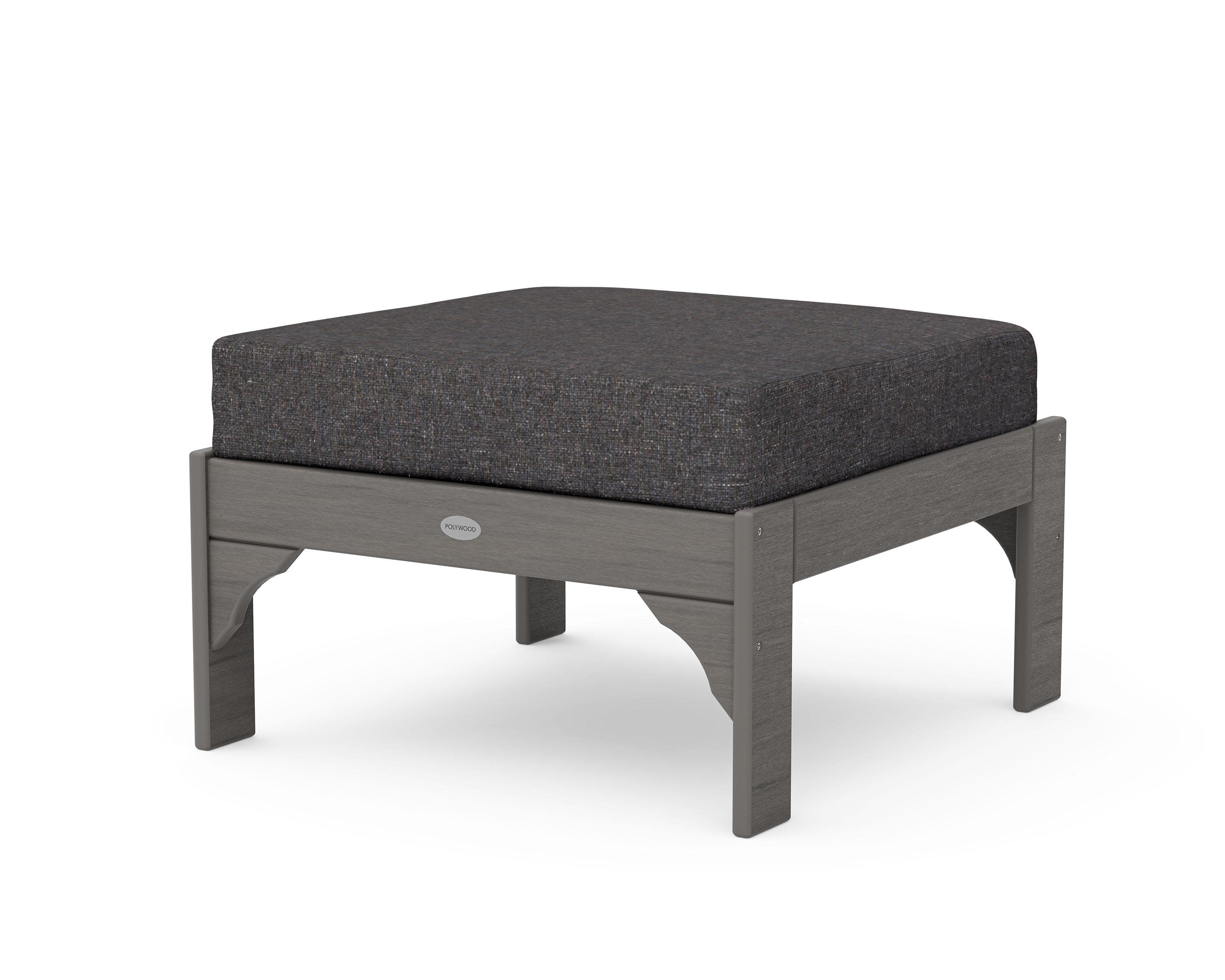 Vineyard Deep Seating Ottoman in Driftwood / Ash Charcoal