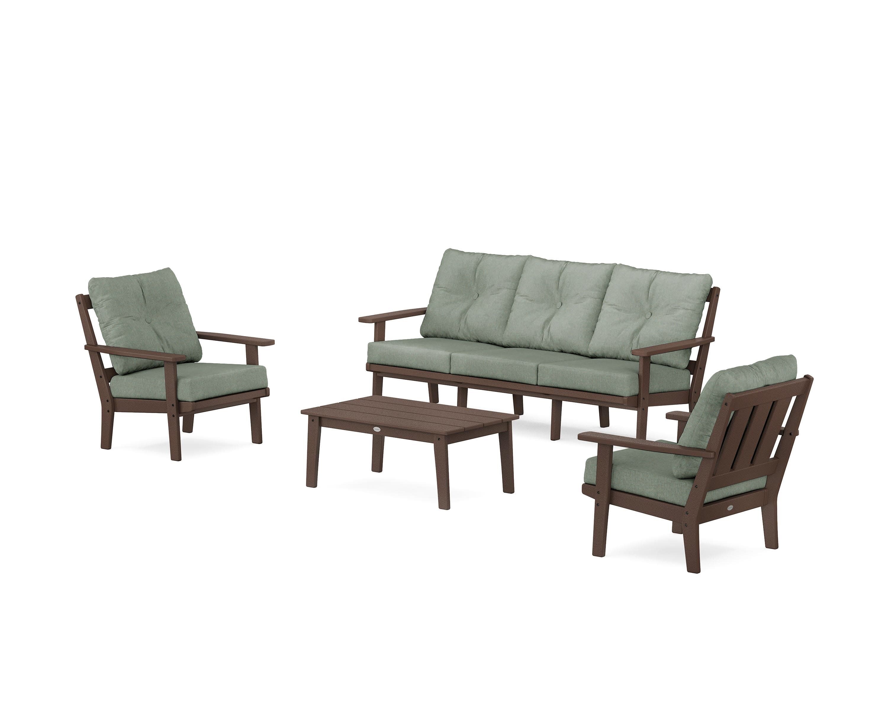 Oxford 4-Piece Deep Seating Set with Sofa in Mahogany / Cast Sage