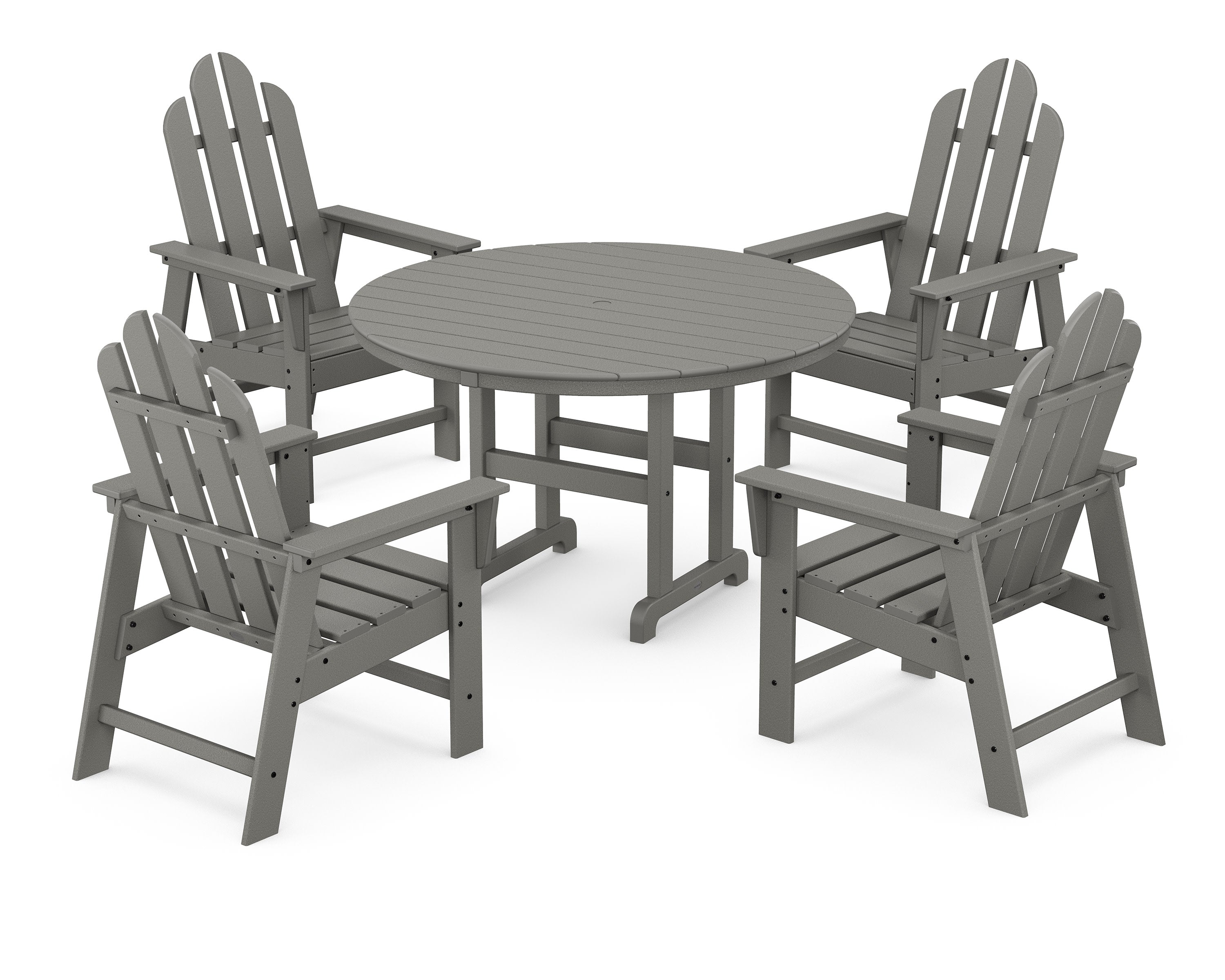 Long Island 5-Piece Round Farmhouse Dining Set in Slate Grey
