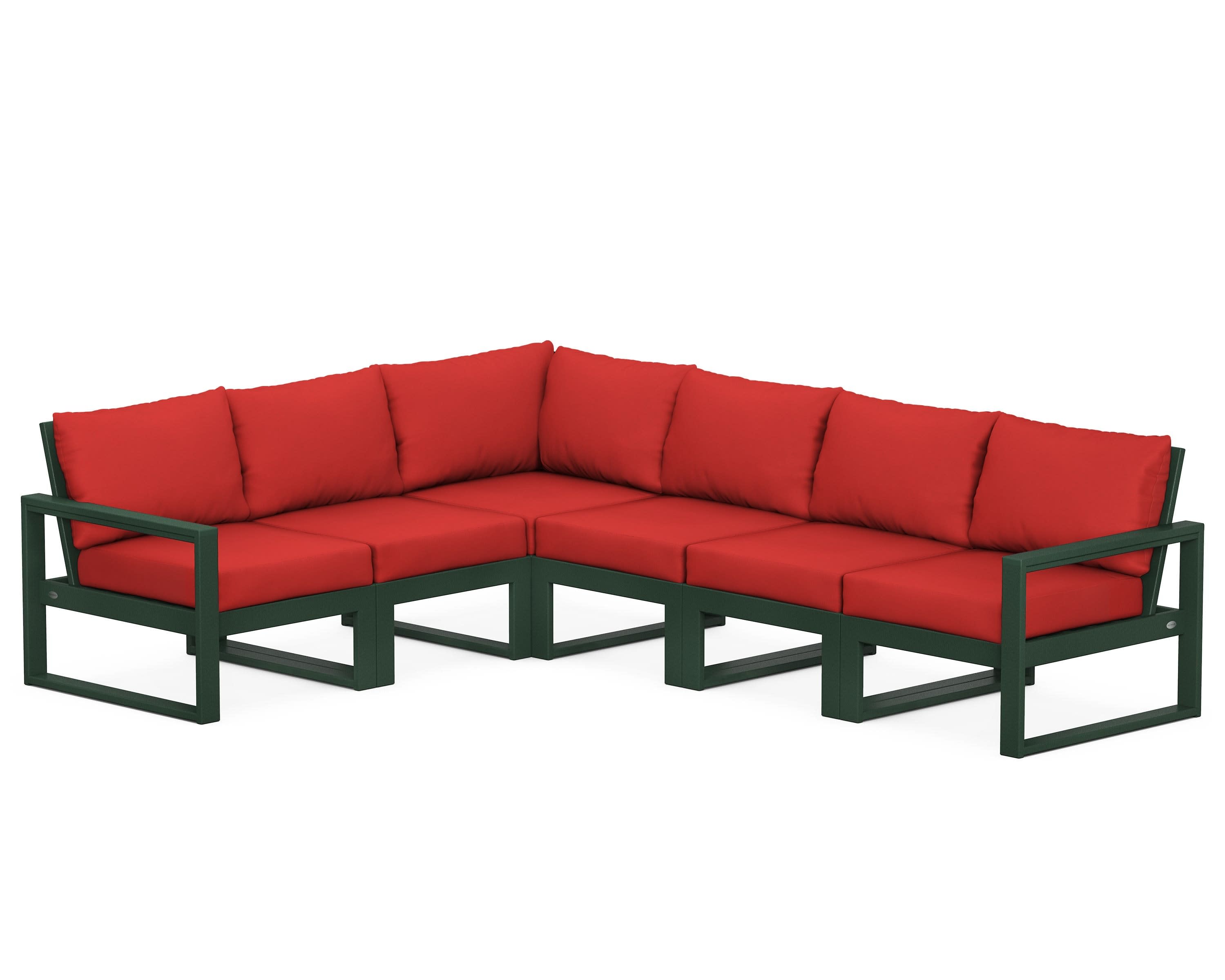 EDGE 6-Piece Modular Deep Seating Set in Green / Crimson Linen