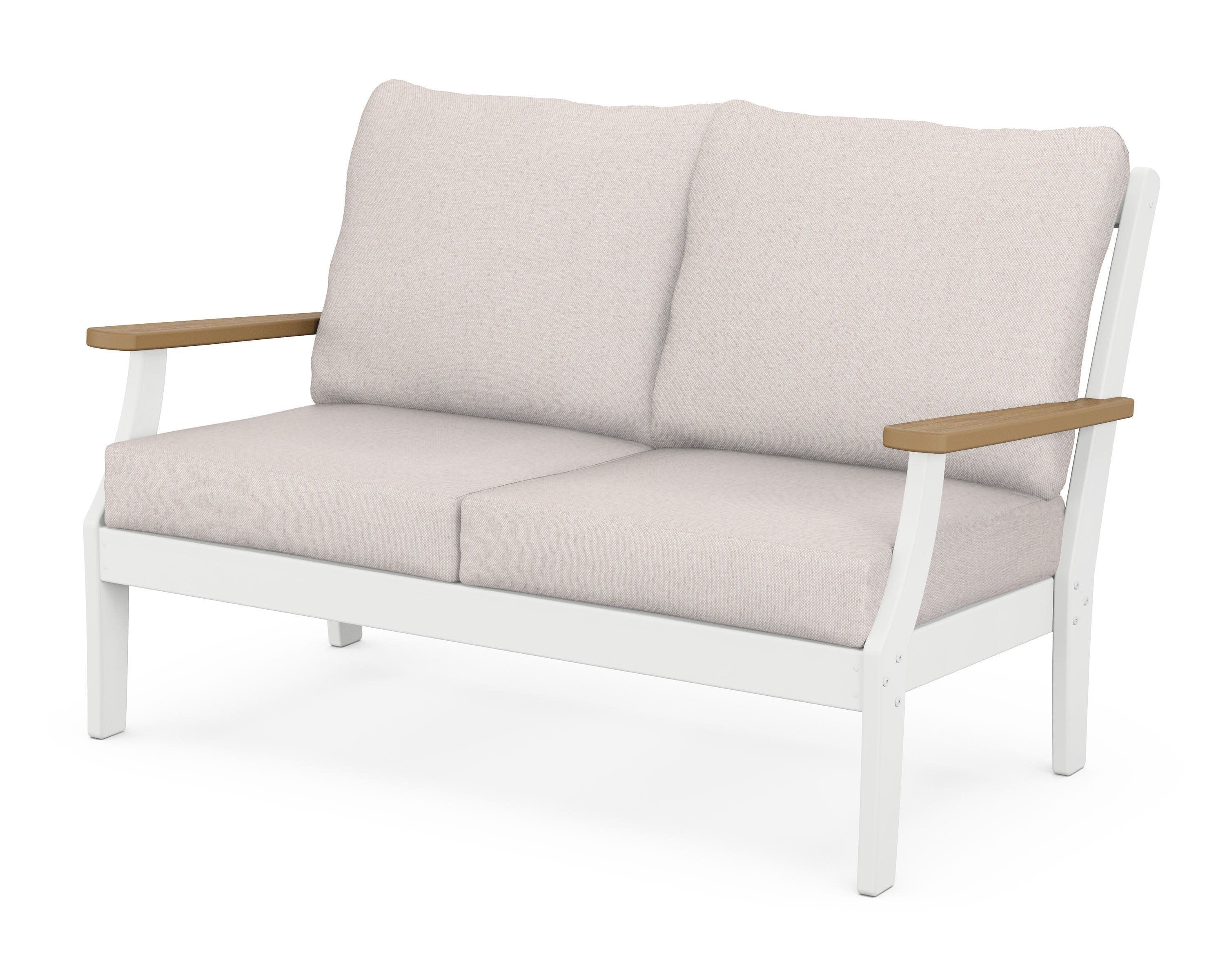 Braxton Deep Seating Loveseat in White / Natural / Dune Burlap