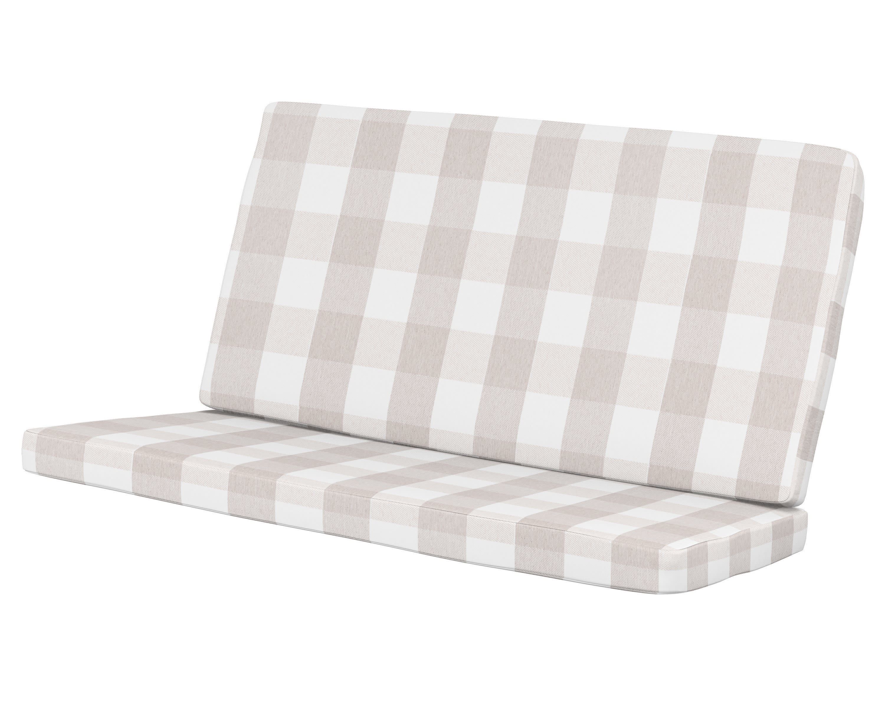 Modern Loveseat Cushion in Buffalo Plaid Dune Burlap