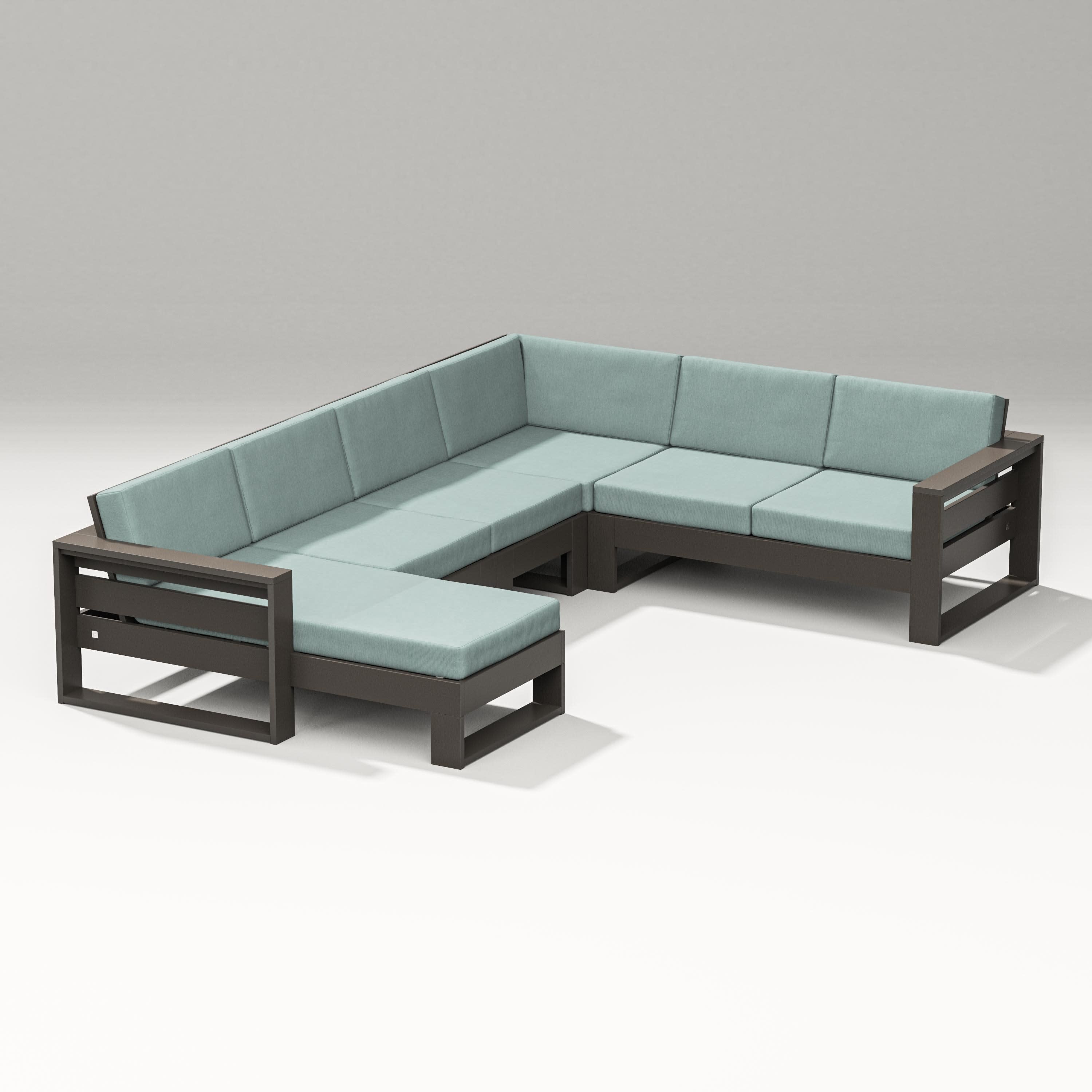Latitude Corner Sectional with Left Chaise in Vintage Coffee / Glacier Spa