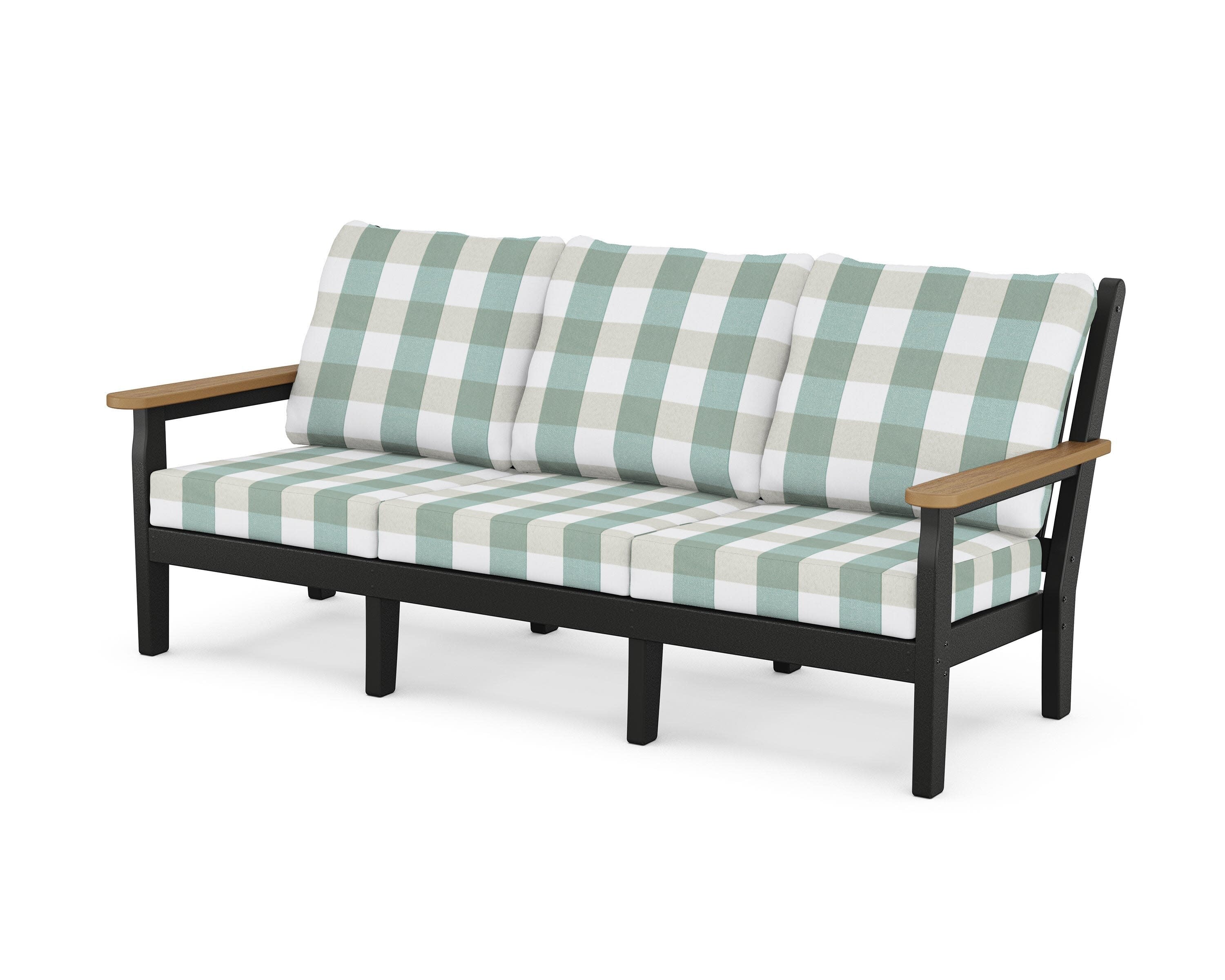Chippendale Deep Seating Sofa in Black / Natural / Buffalo Plaid Glacier Spa