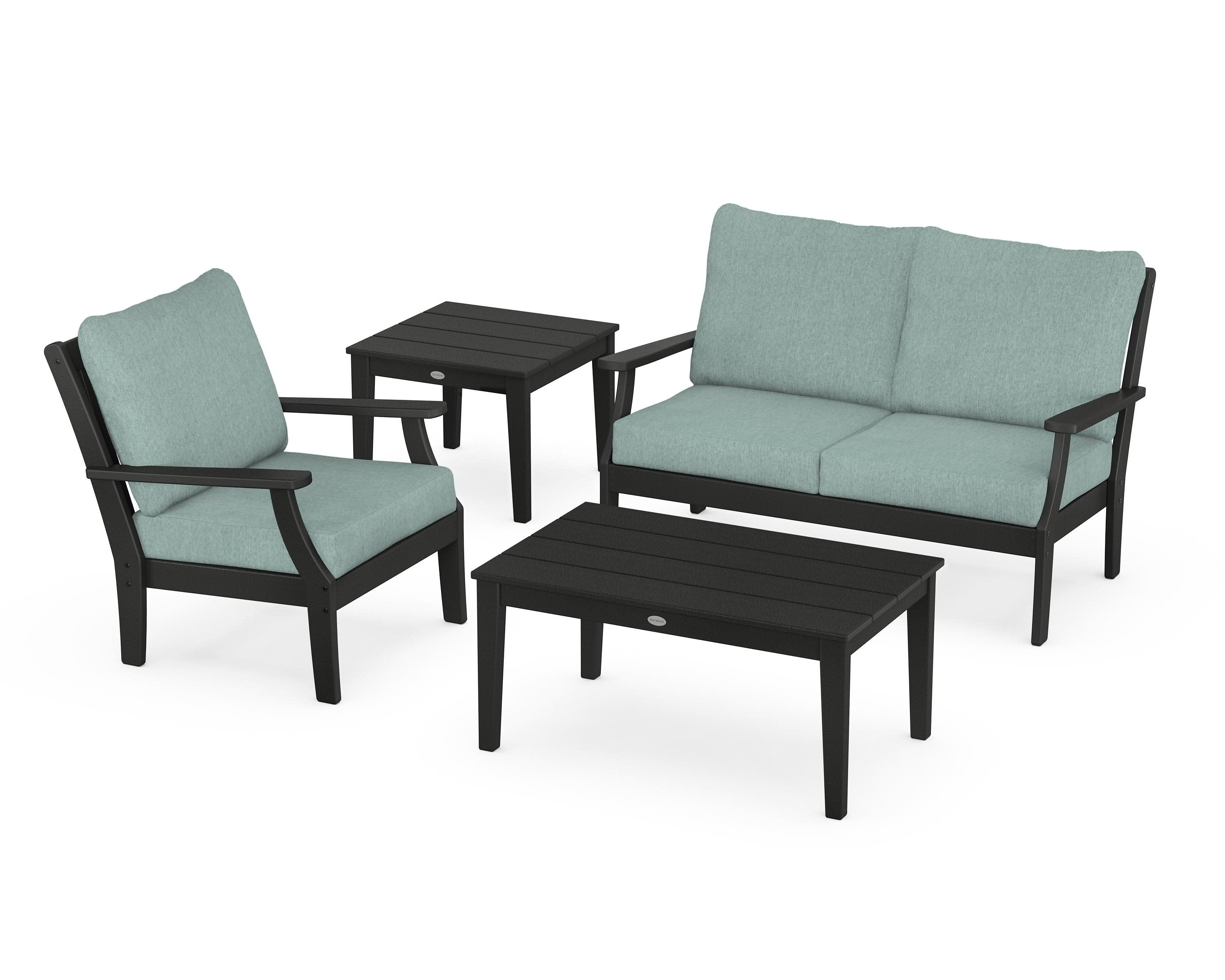 Braxton 4-Piece Deep Seating Set in Black / Glacier Spa