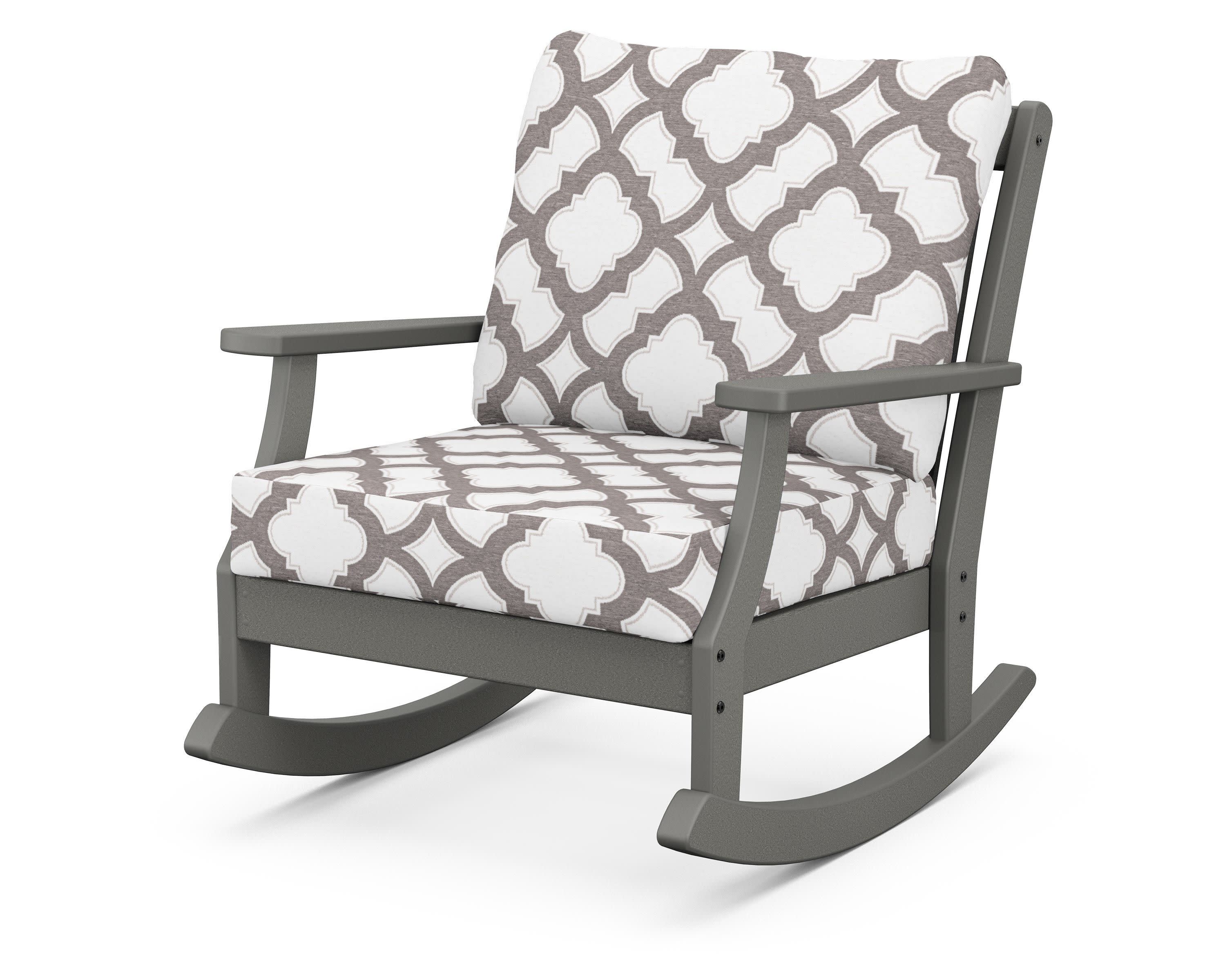 Braxton Deep Seating Rocking Chair in Slate Grey / Trellis Grey Mist