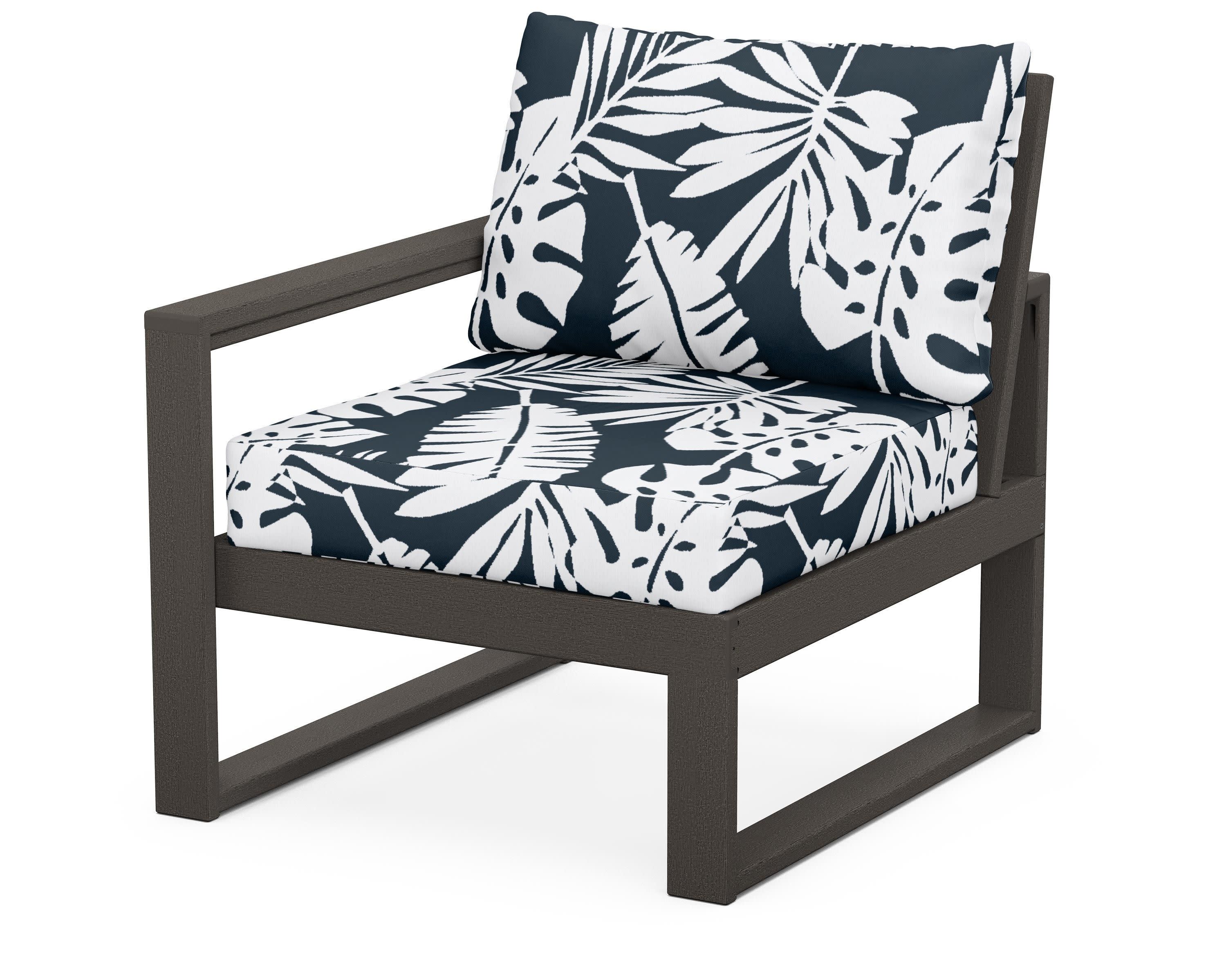 EDGE Modular Left Arm Chair in Vintage Coffee / Leaf Marine Indigo