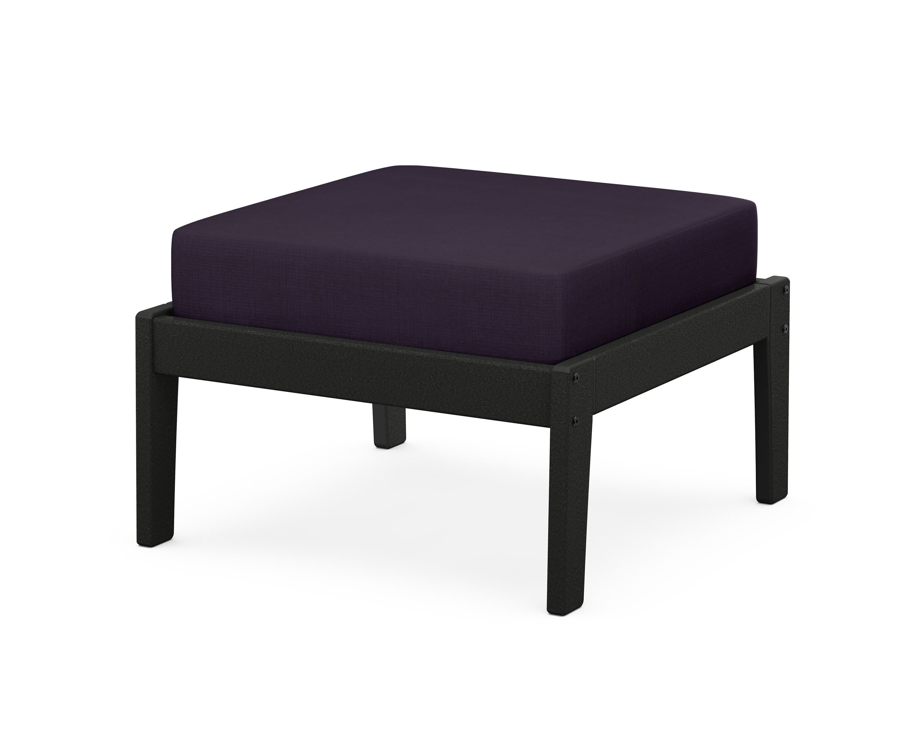 Deep Seating Ottoman in Black / Navy Linen