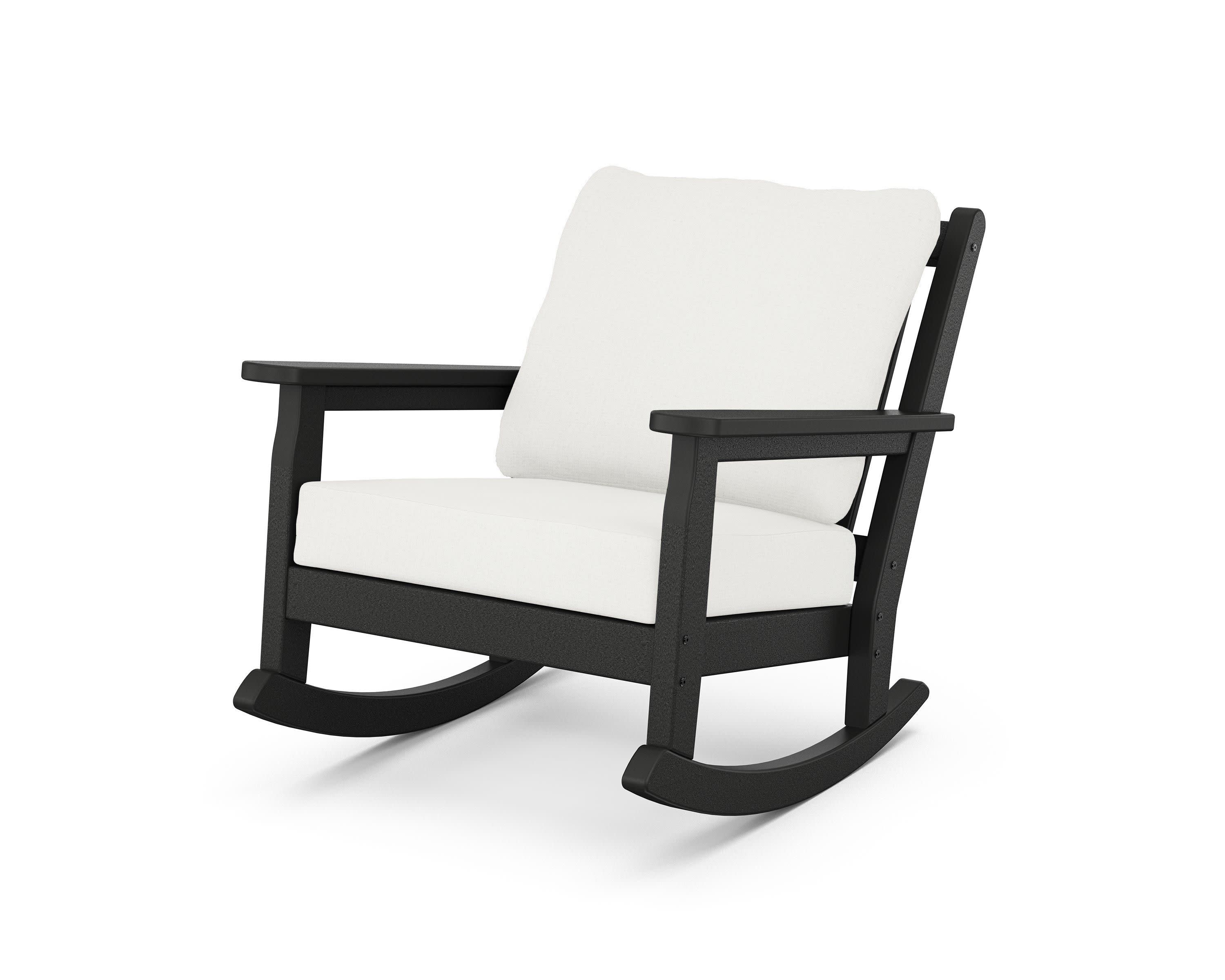 Chippendale Deep Seating Rocking Chair in Black / Natural Linen