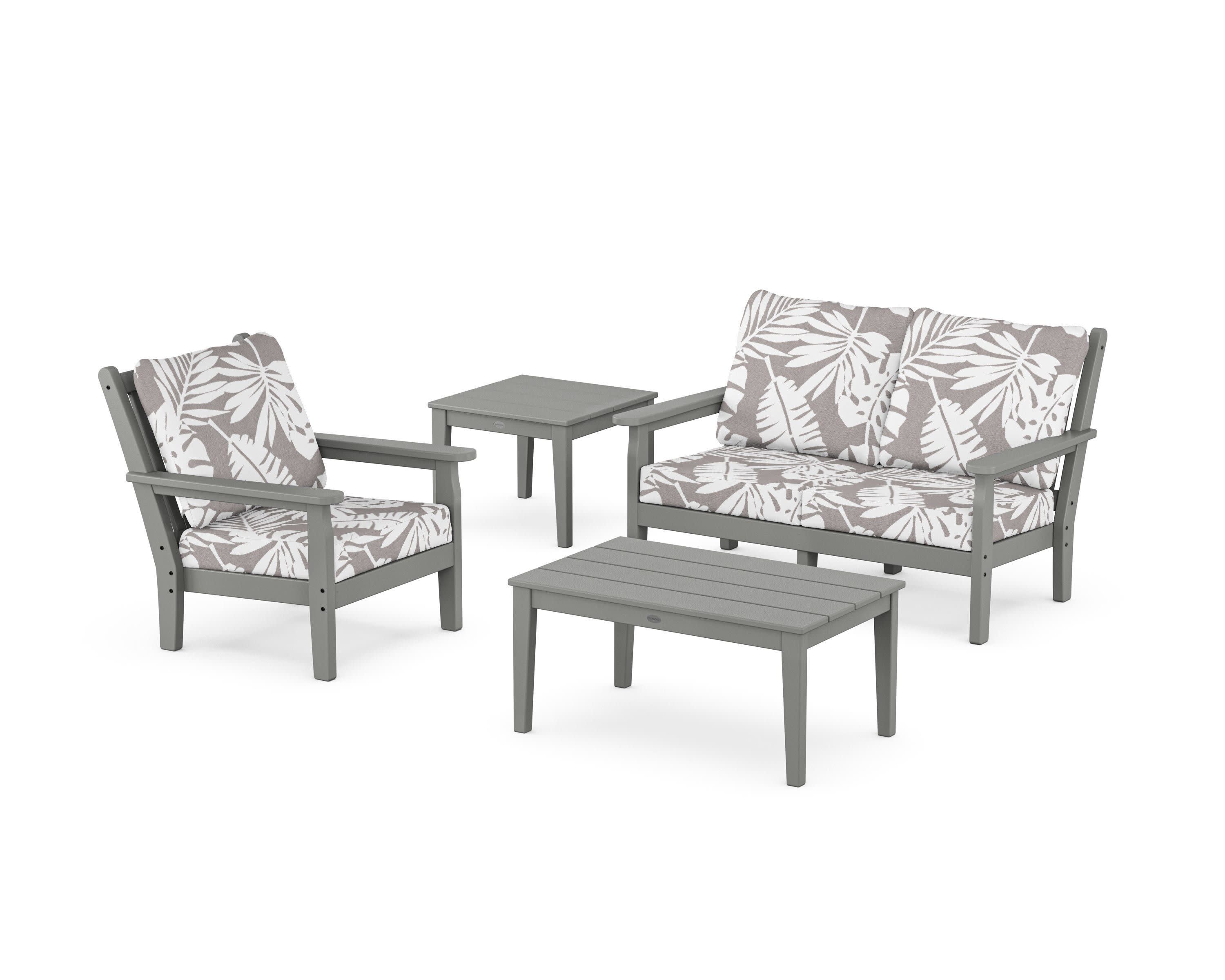 Chippendale 4-Piece Deep Seating Set in Slate Grey / Leaf Grey Mist