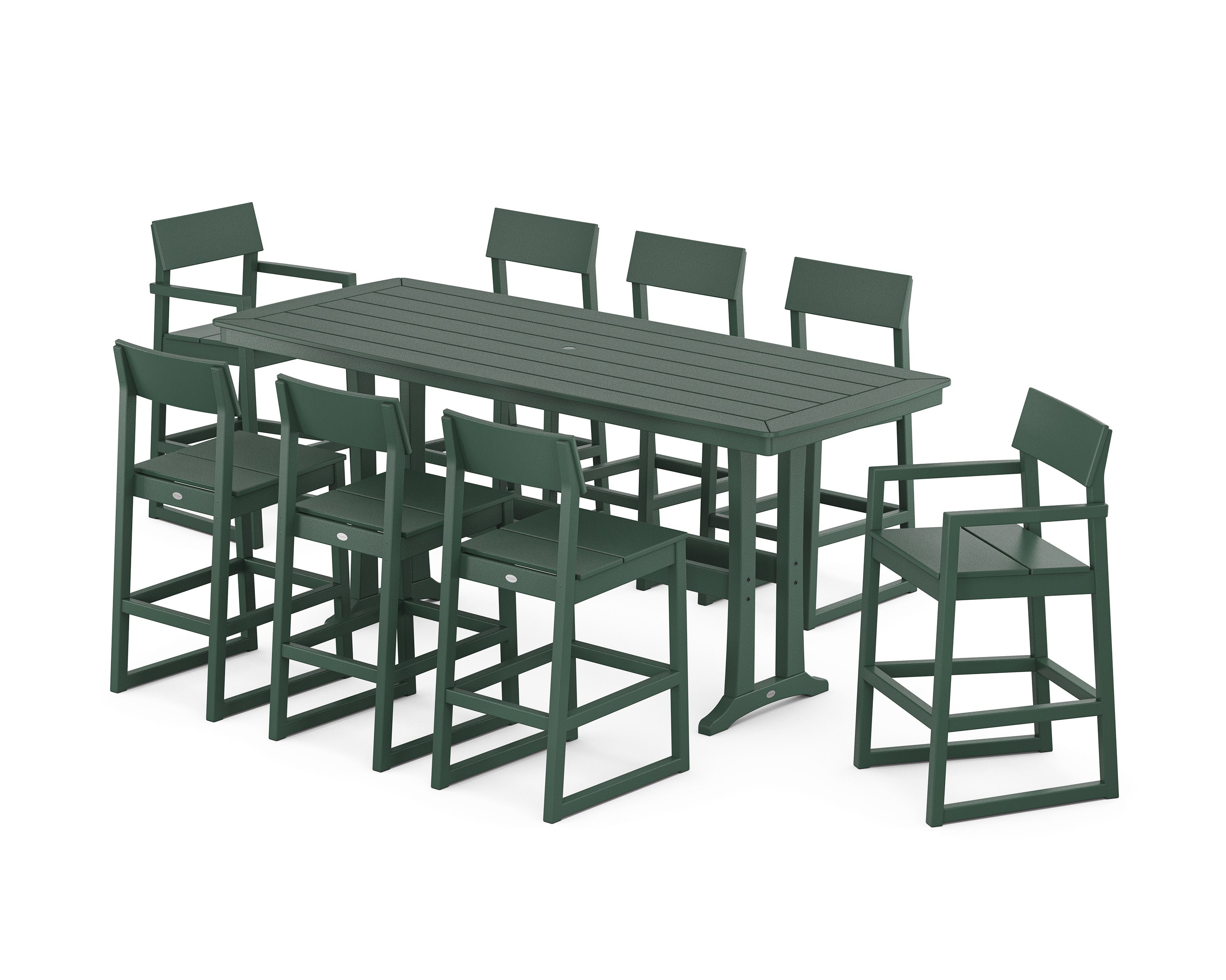 EDGE 9-Piece Bar Set with Trestle Legs in Green