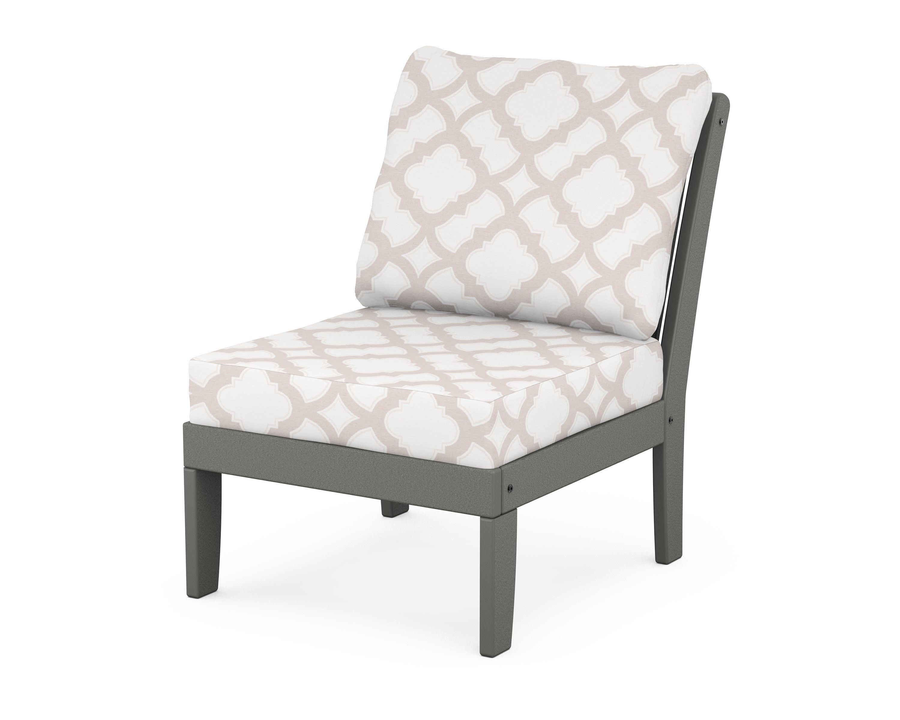 Braxton Modular Armless Chair in Slate Grey / Trellis Dune Burlap