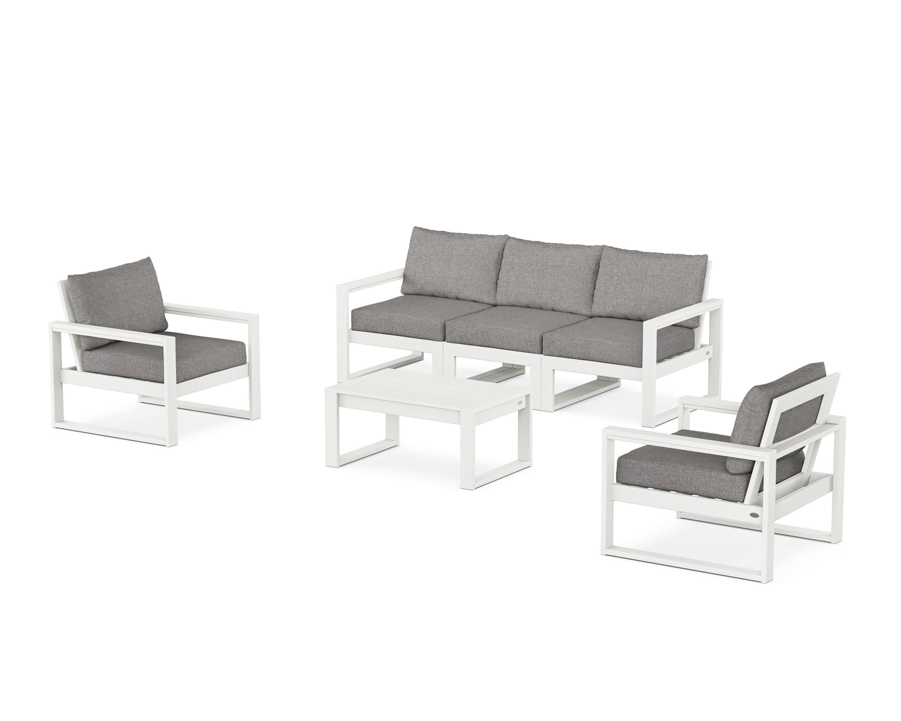 EDGE Sectional 4-Piece Deep Seating Set with Sofa in Vintage White / Grey Mist