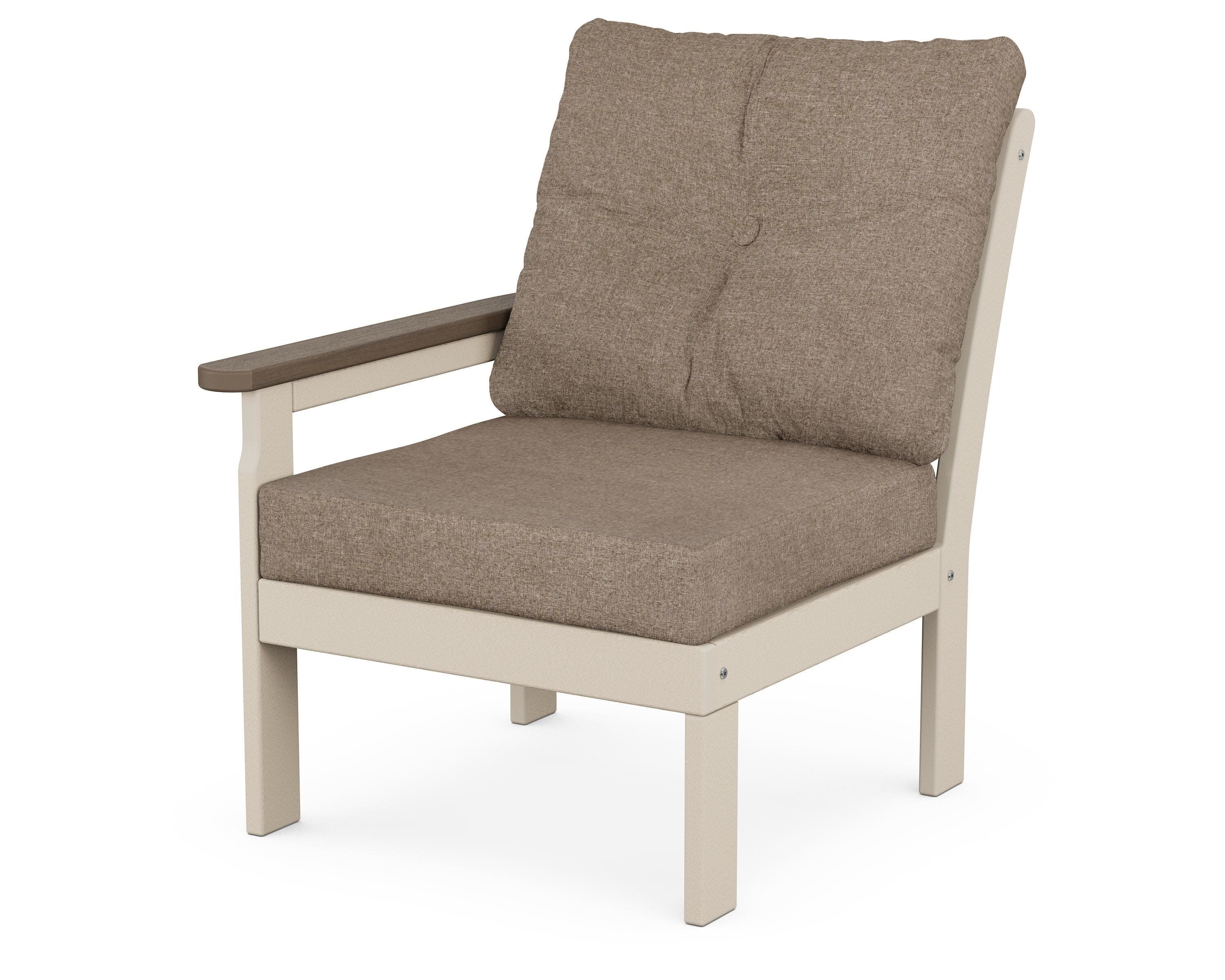 Vineyard Modular Left Arm Chair in Sand / Kona / Spiced Burlap