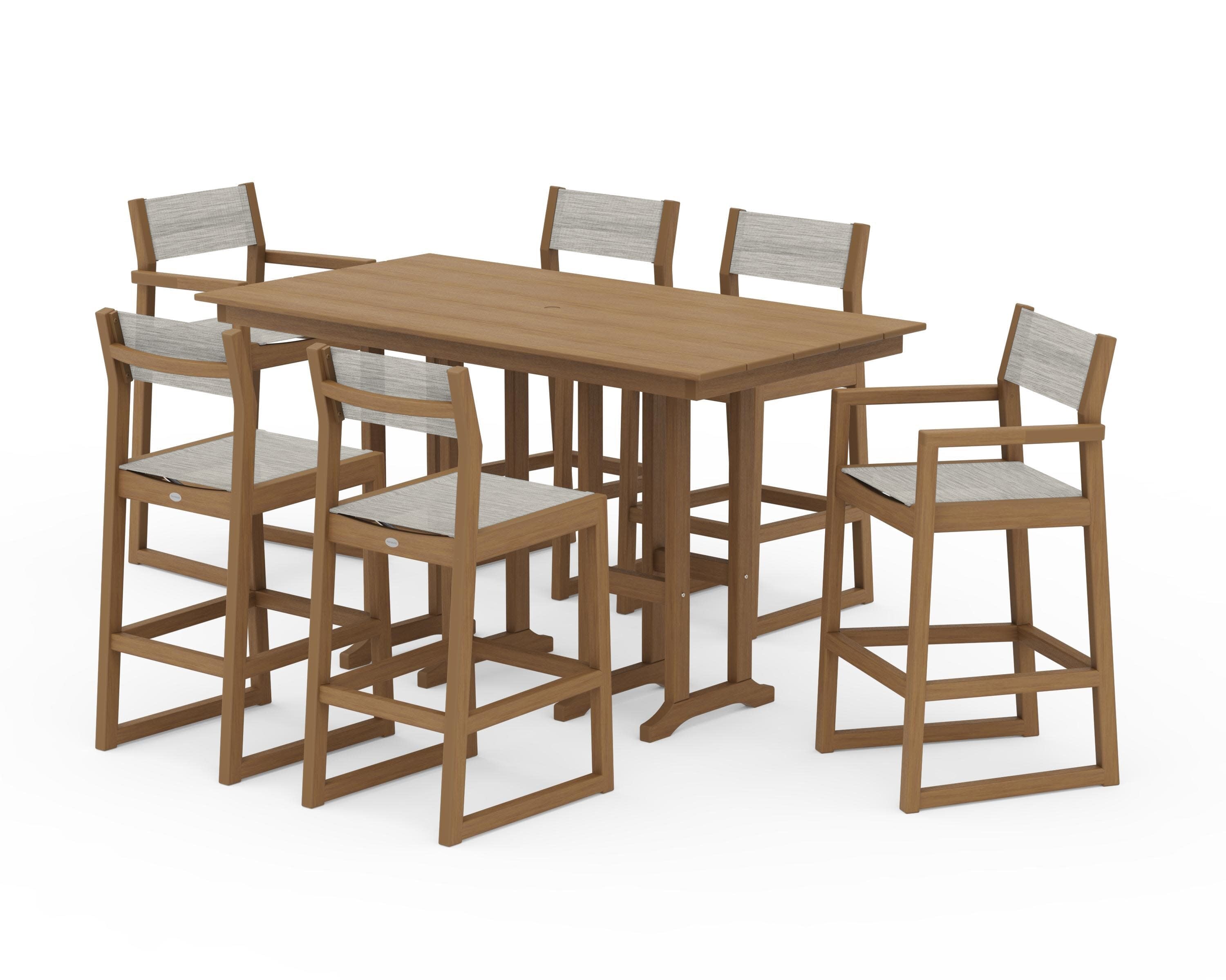 EDGE Sling 7-Piece Farmhouse Bar Set in Natural / Birch Sling