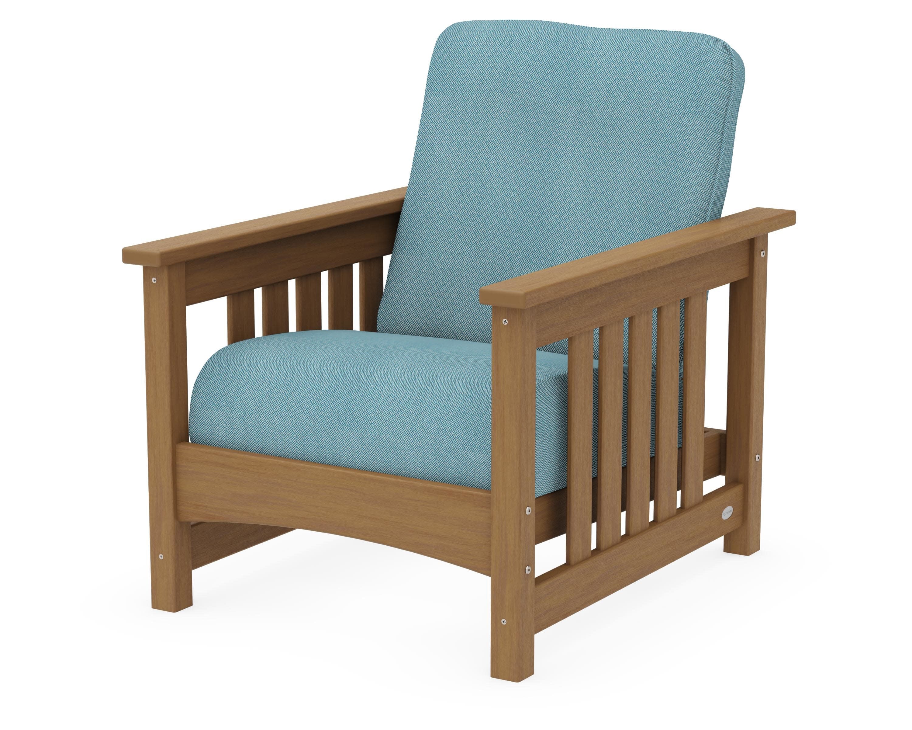 Club Mission Chair in Natural / Lattice Sky Blue