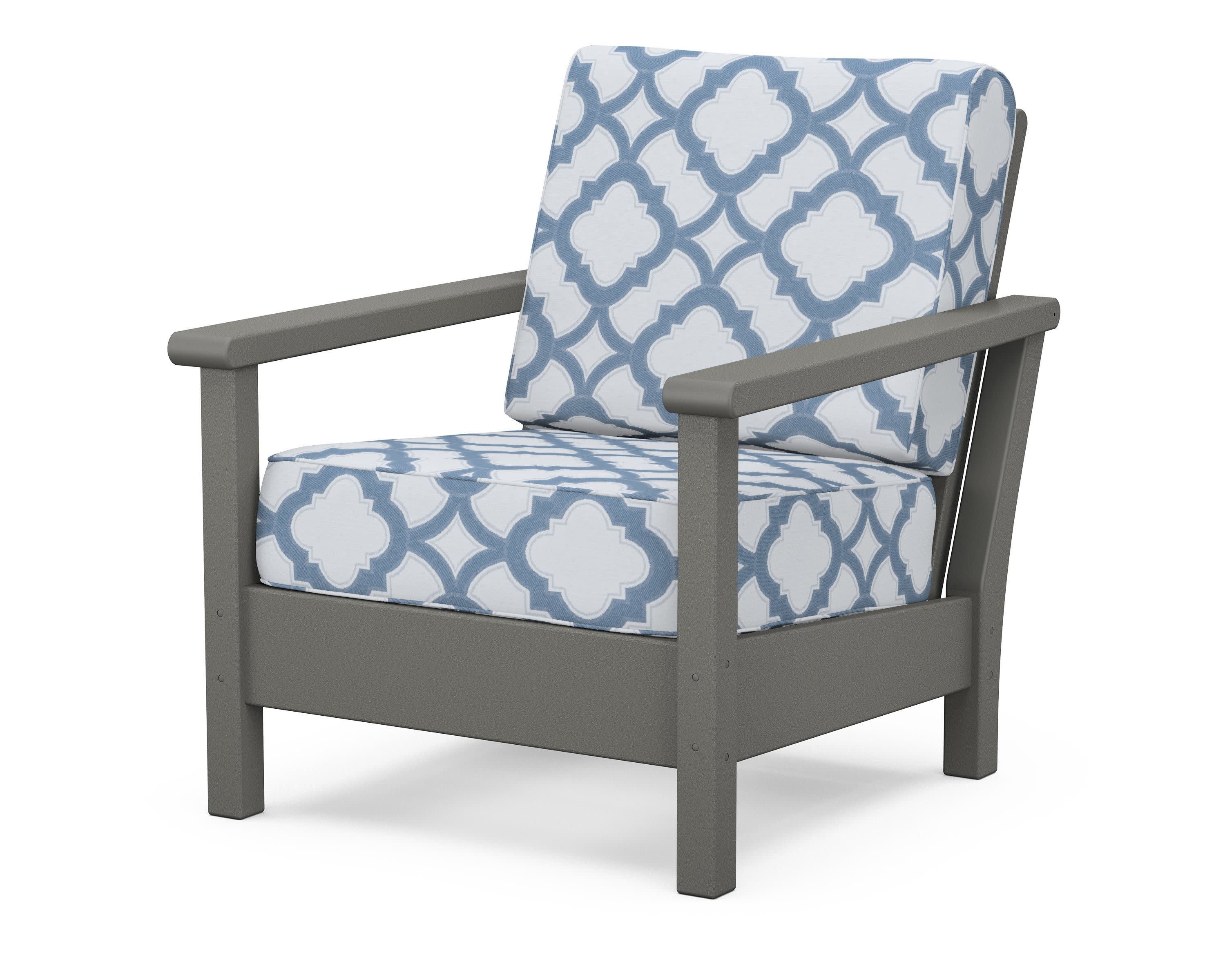 Harbour Deep Seating Chair in Slate Grey / Trellis Sky Blue