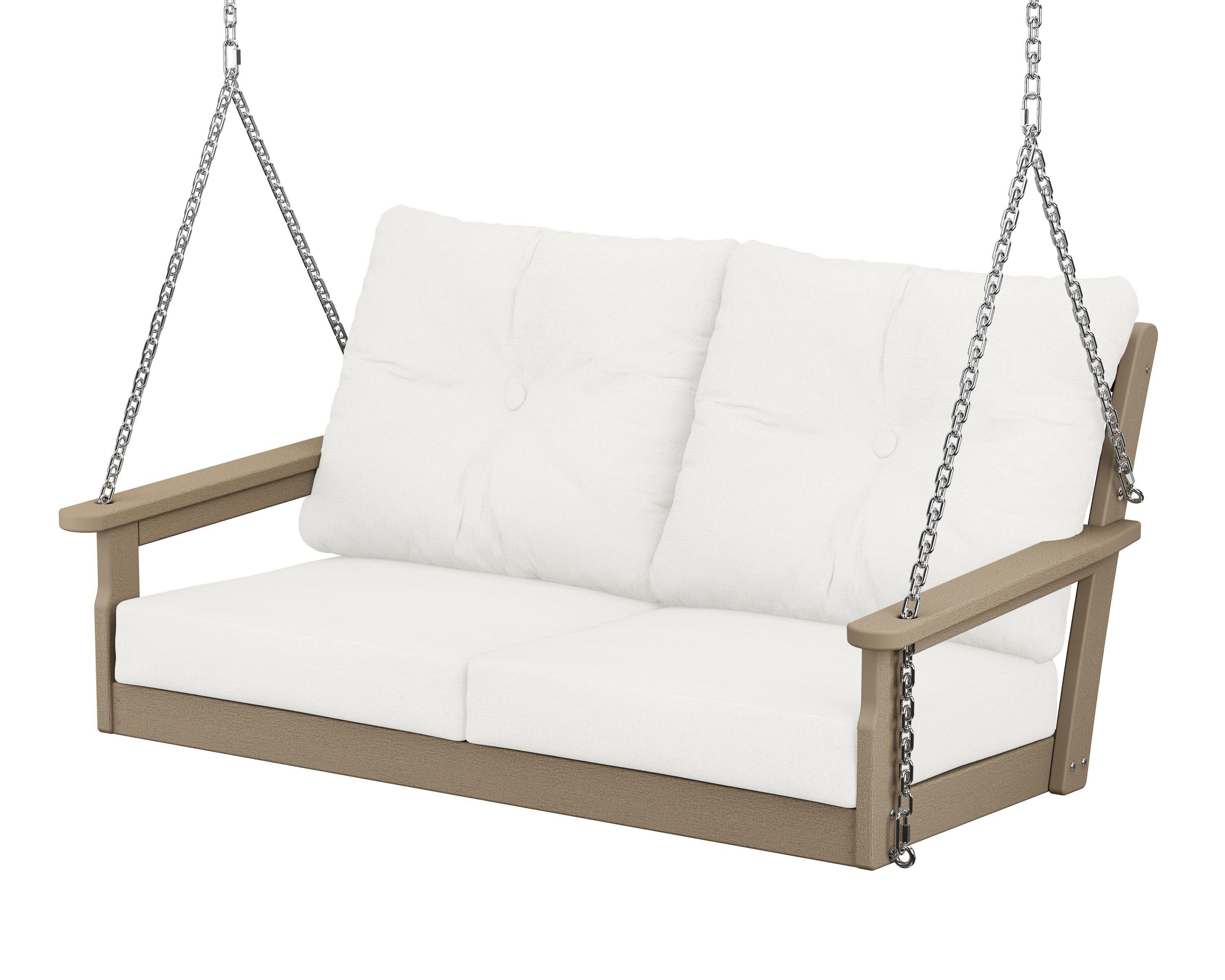 Vineyard Deep Seating Swing in Vintage Sahara / Natural Linen