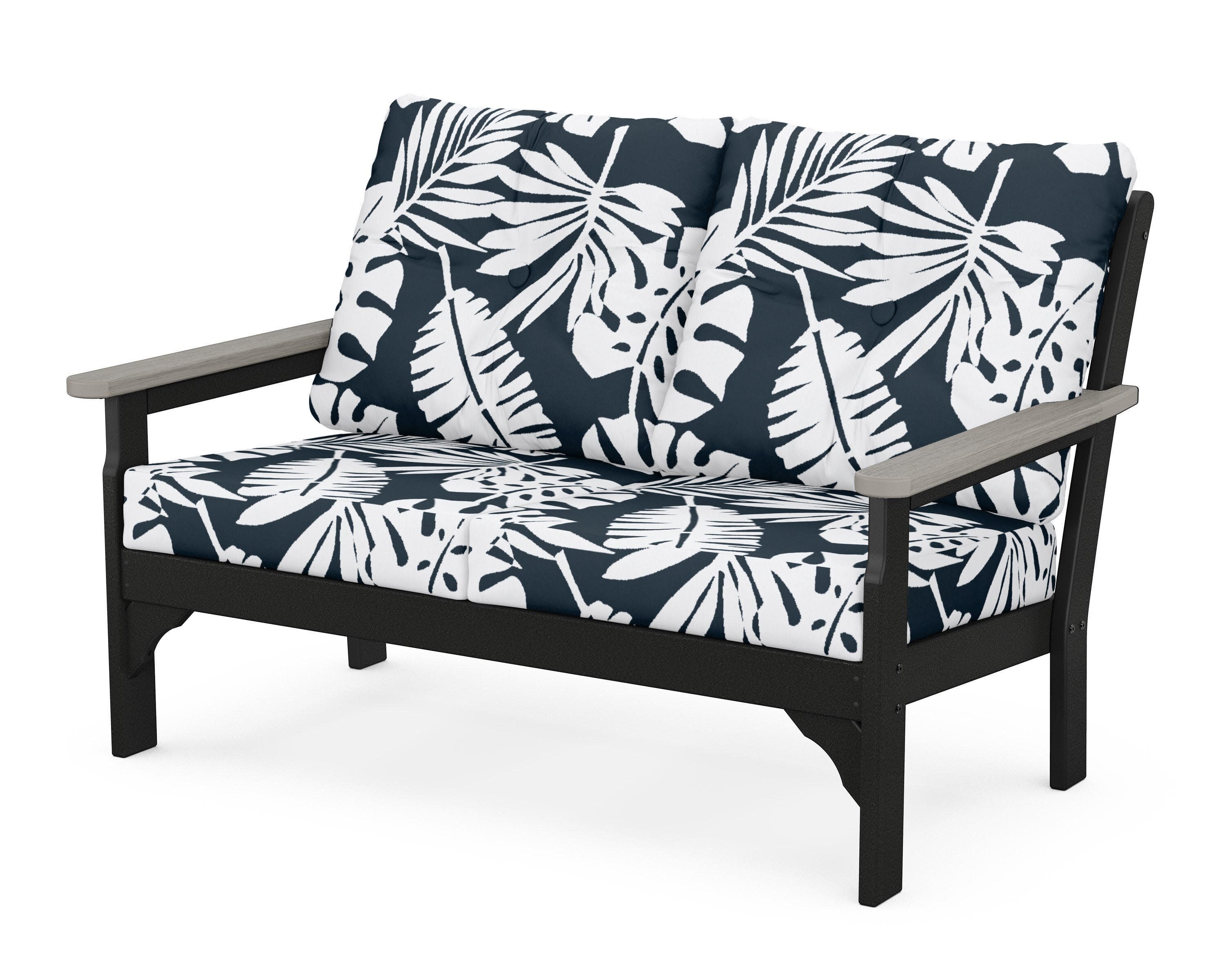 Vineyard Deep Seating Loveseat in Black / Driftwood / Leaf Marine Indigo