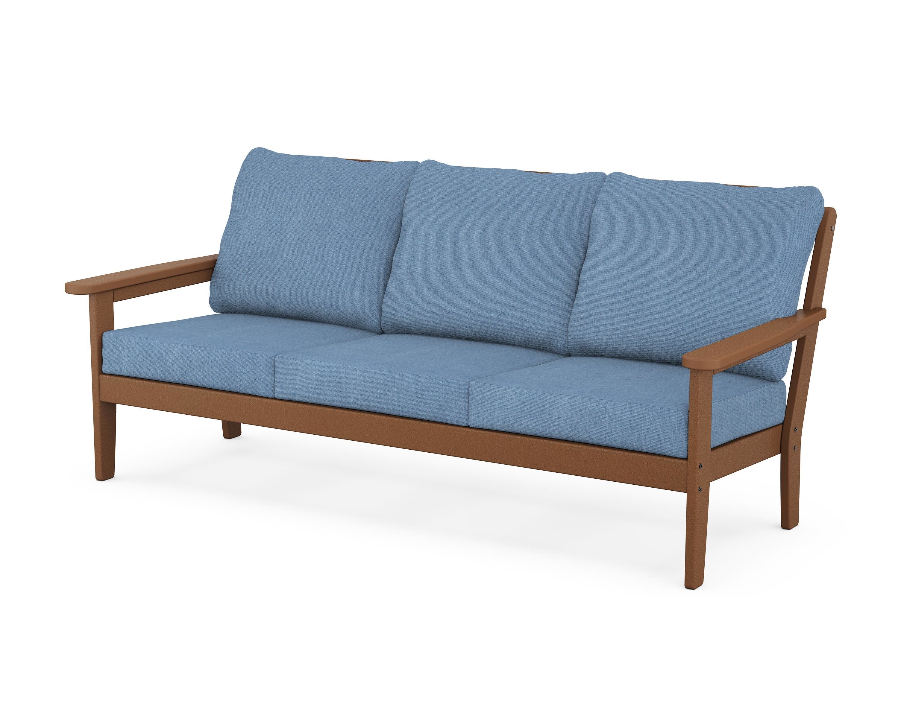 Cottage Deep Seating Sofa in Teak / Sky Blue