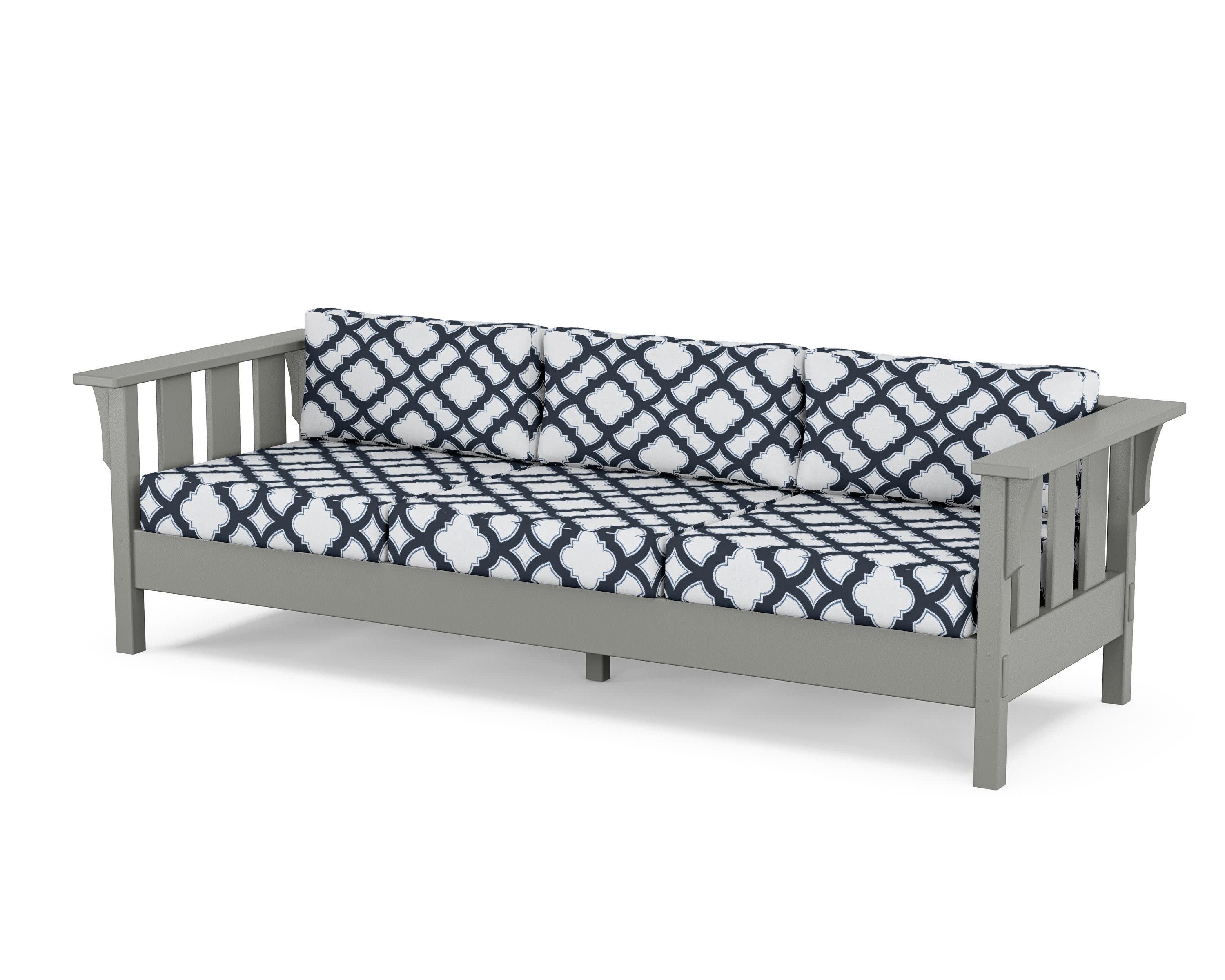 Acadia Deep Seating Sofa in Slate Grey / Trellis Marine Indigo