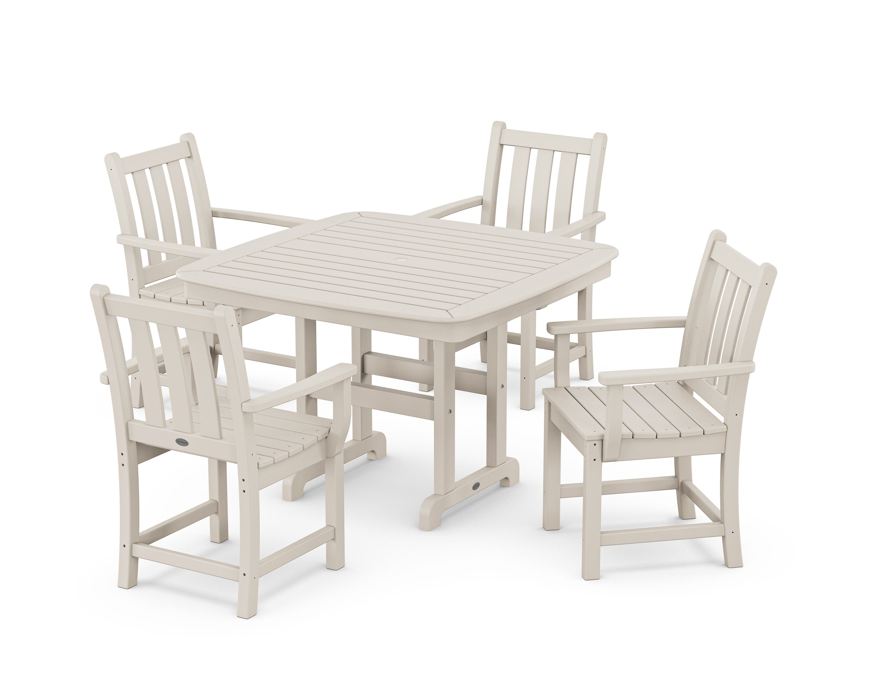 Traditional Garden 5-Piece Dining Set with Trestle Legs in Sand