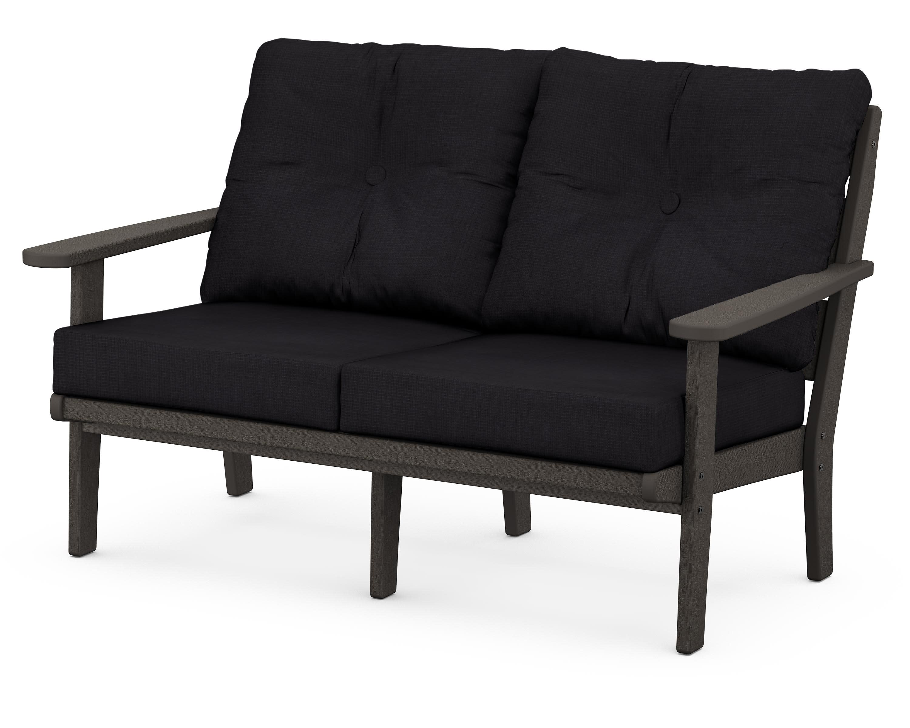 Lakeside Deep Seating Loveseat in Vintage Coffee / Midnight Linen
