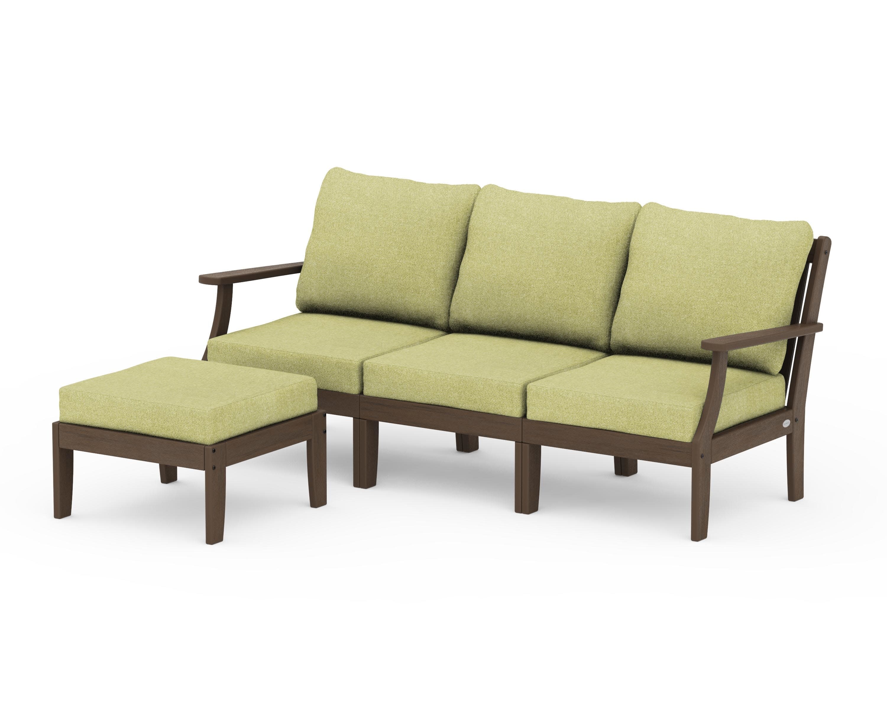 Braxton Modular 4-Piece Deep Seating Set with Ottoman in Kona / Chartreuse Boucle