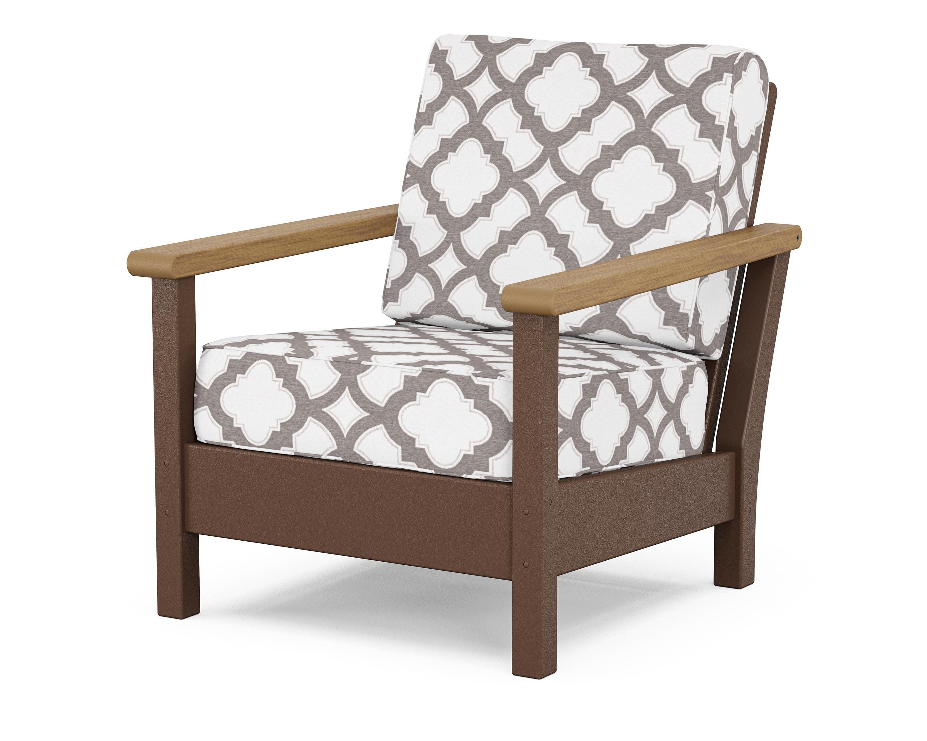Harbour Deep Seating Chair in Mahogany / Natural / Trellis Grey Mist