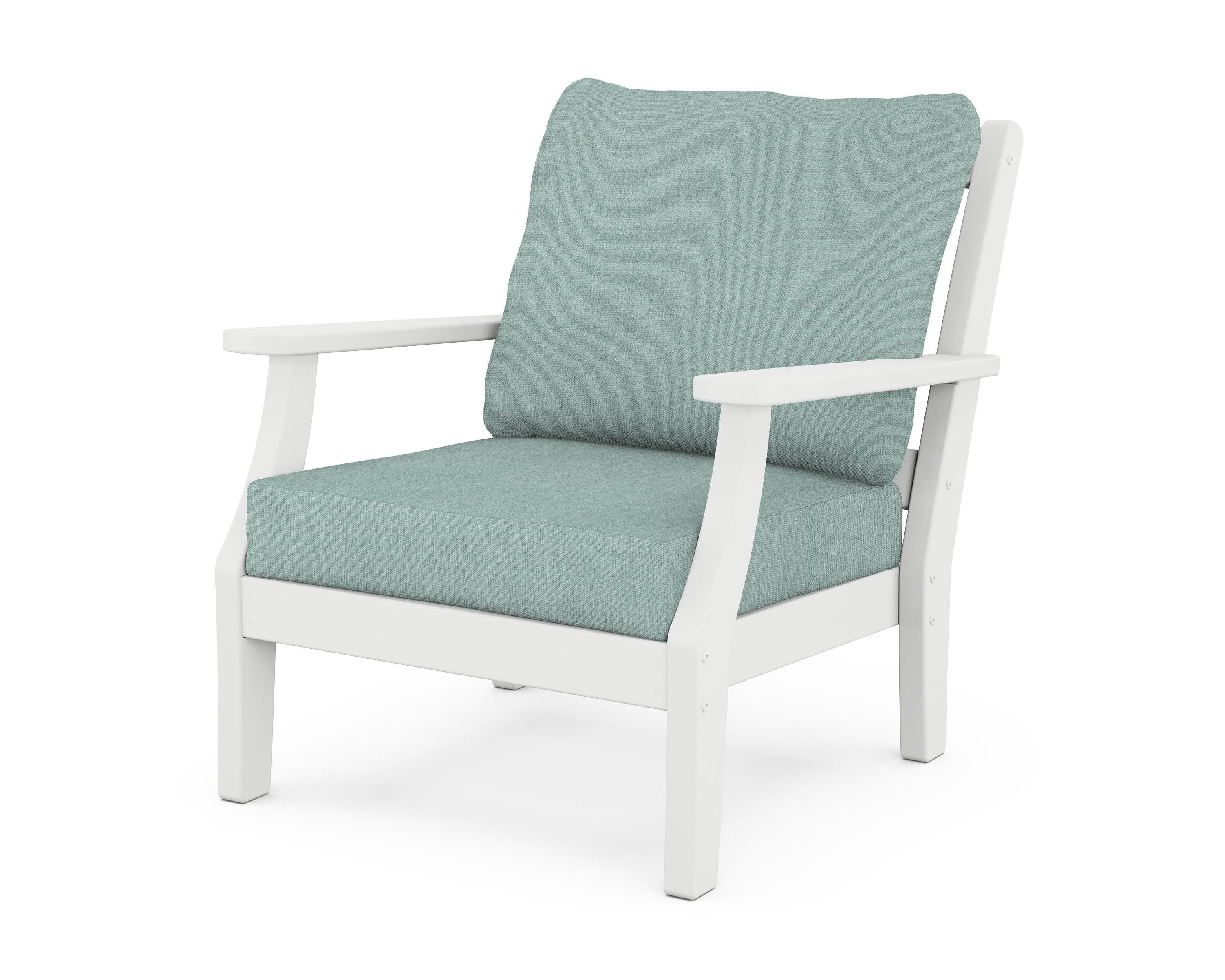 Chinoiserie Deep Seating Chair in White / Glacier Spa