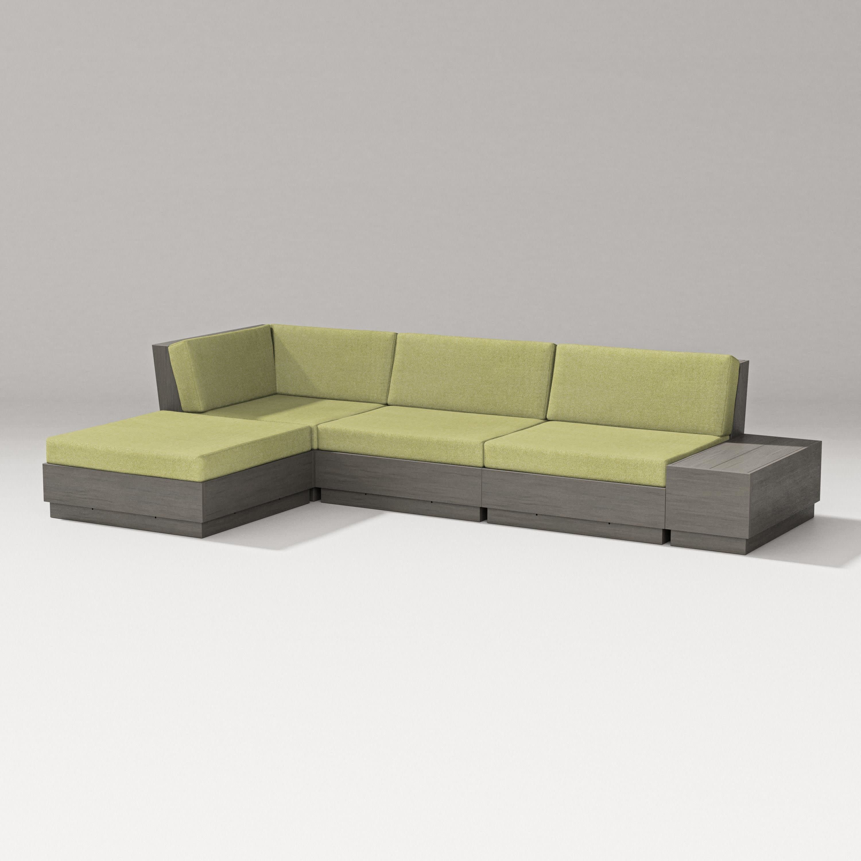 Elevate Chaise Sectional in Driftwood / Chartreuse Boucle