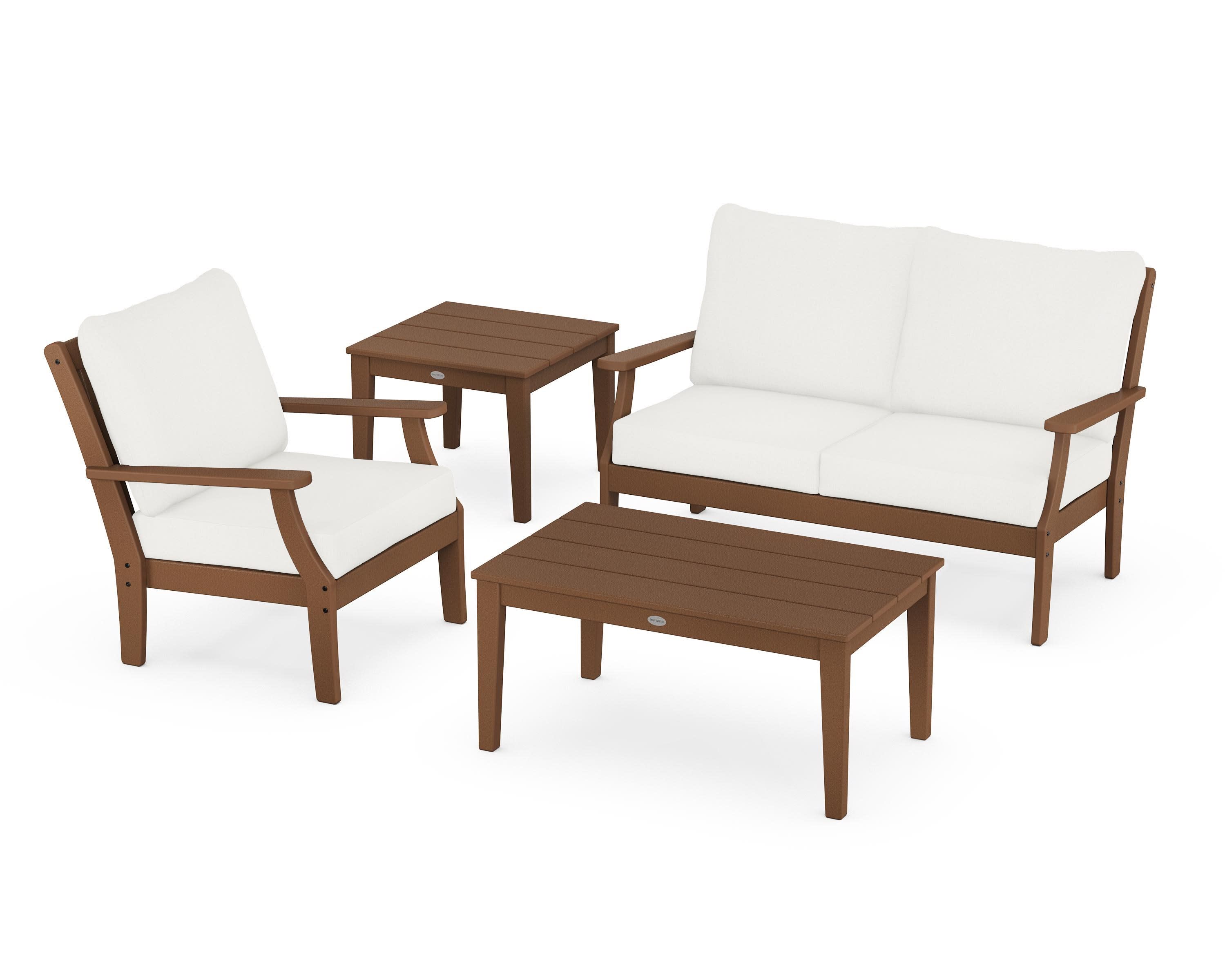 Braxton 4-Piece Deep Seating Set in Teak / Natural Linen