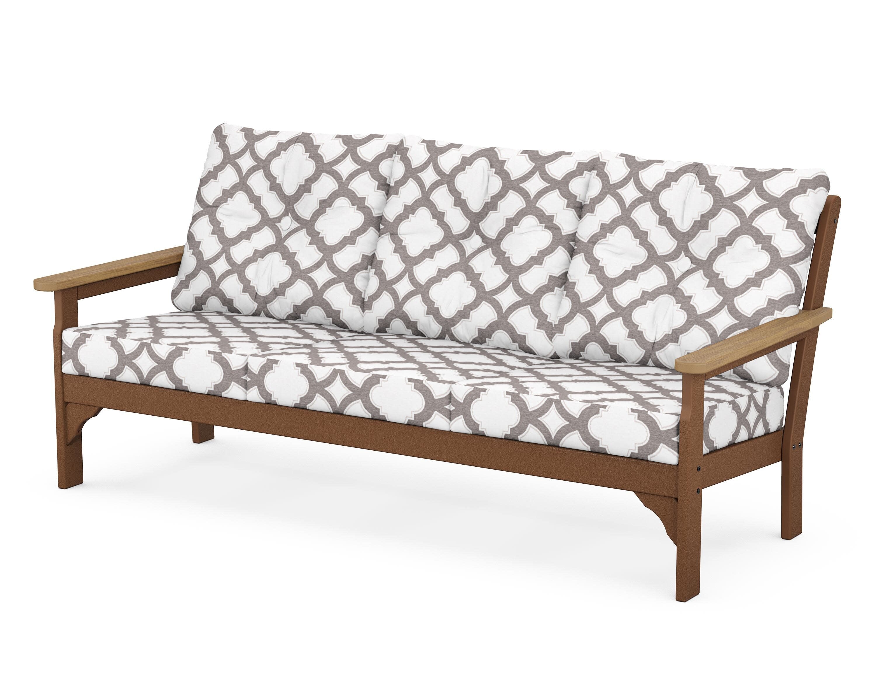 Vineyard Deep Seating Sofa in Teak / Natural / Trellis Grey Mist