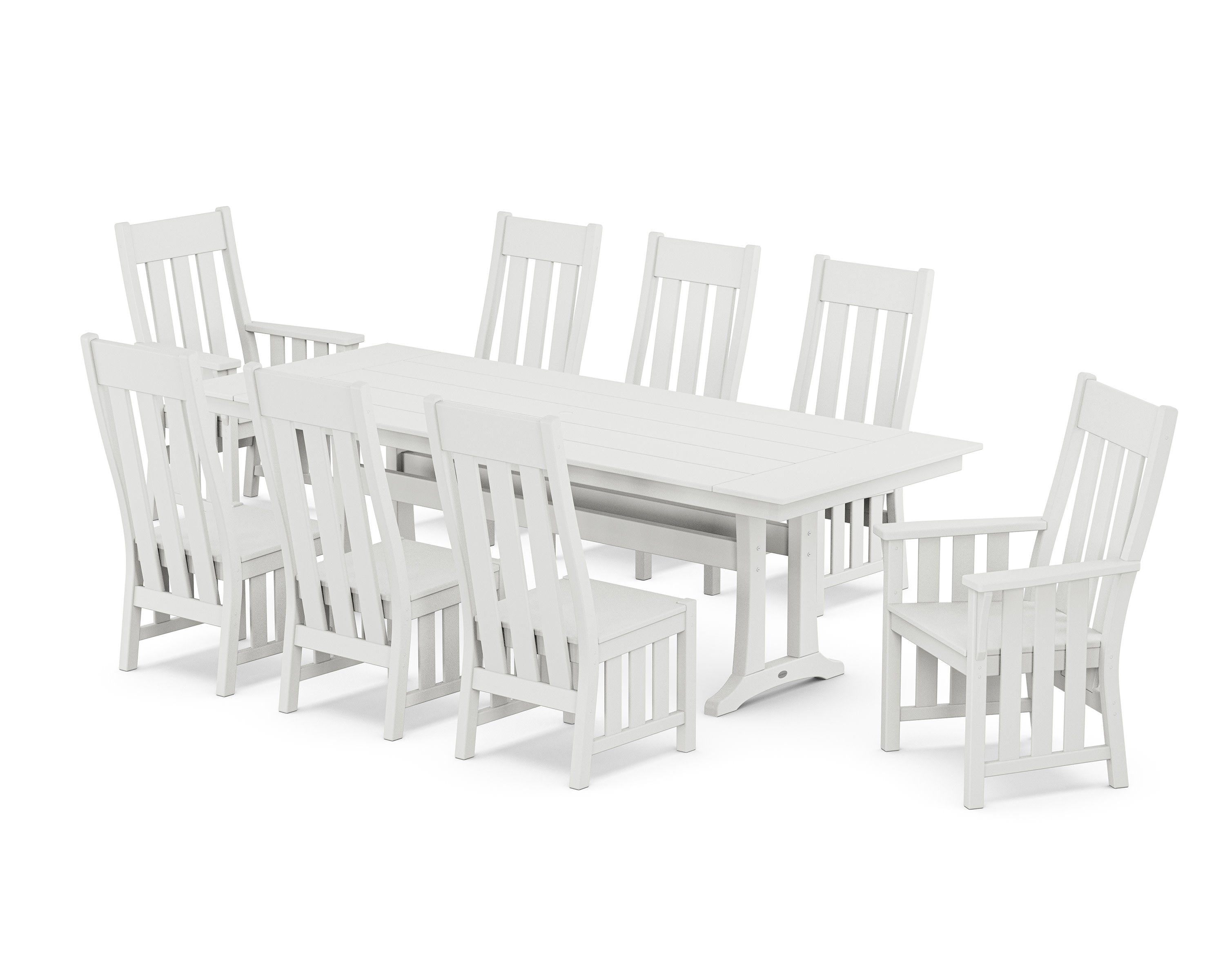 Acadia 9-Piece Farmhouse Dining Set with Trestle Legs in White