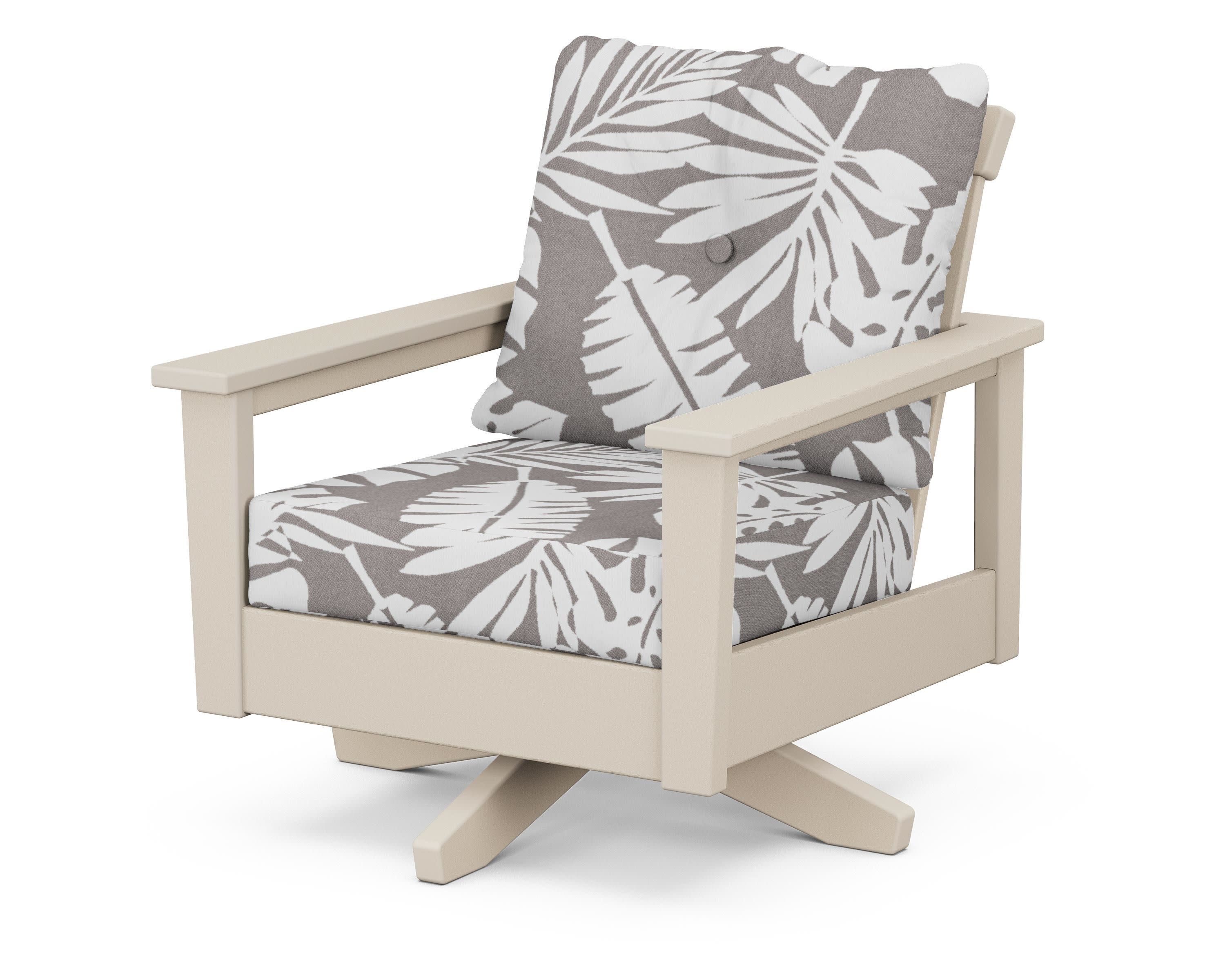 Prescott Deep Seating Swivel Chair in Sand / Leaf Grey Mist