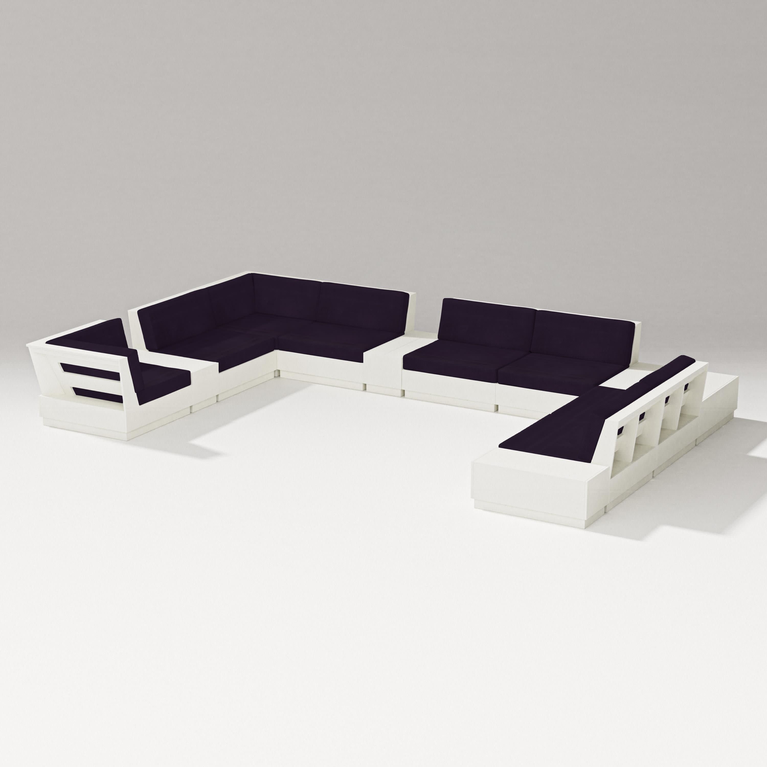 Elevate 12-Piece Conversation Sectional Set in Vintage White / Navy Linen