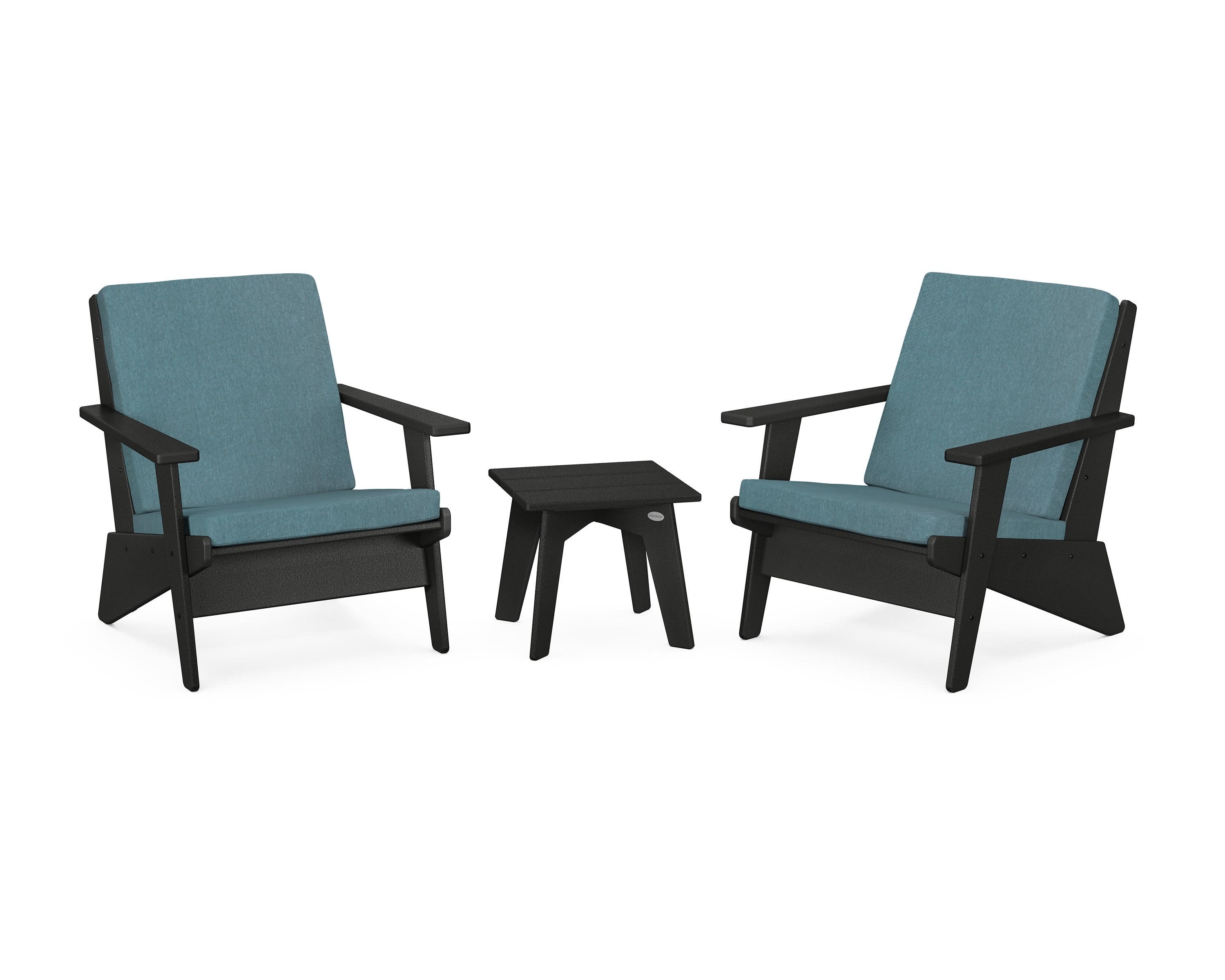 Riviera Modern Lounge 3-Piece Set in Black / Ocean Teal