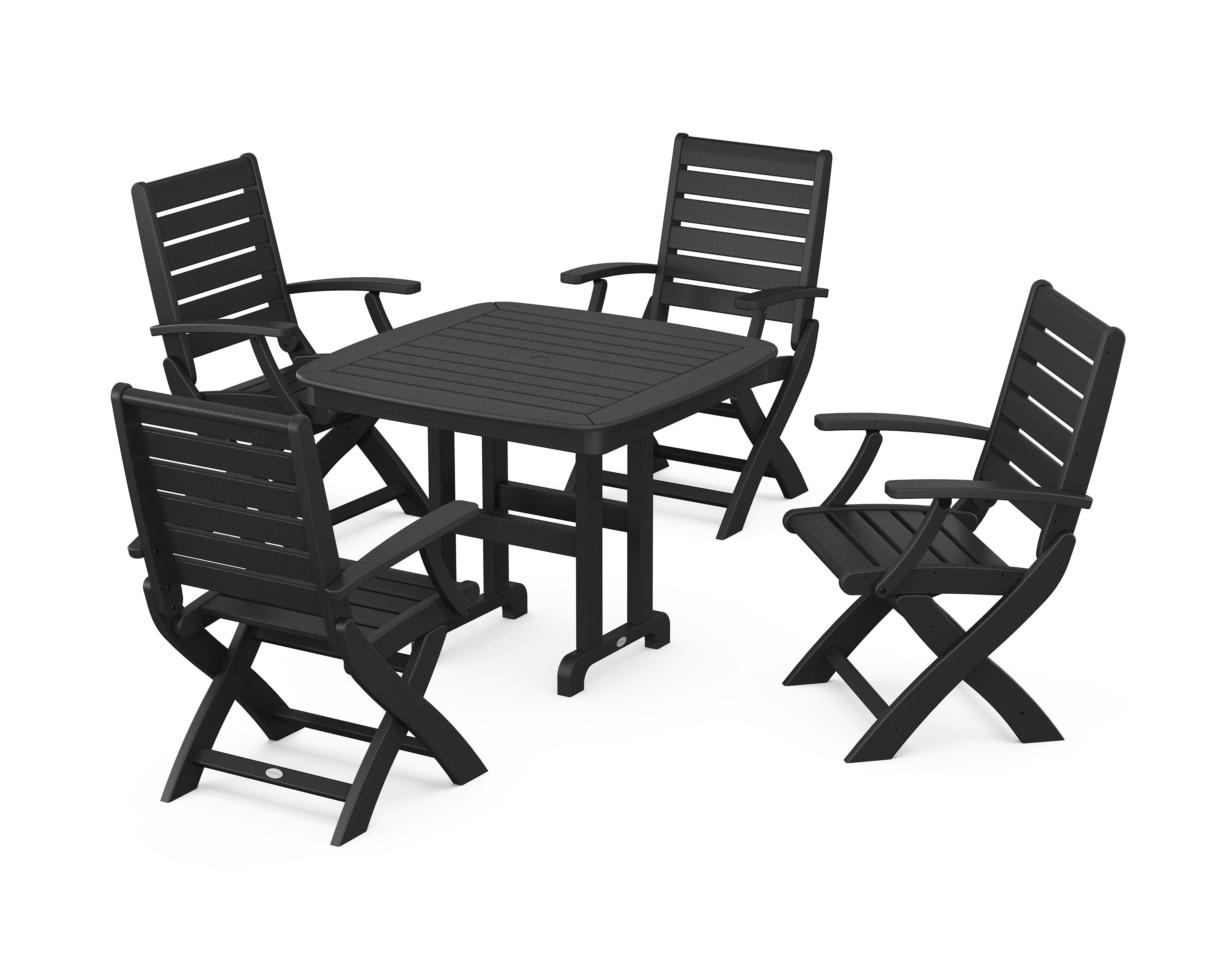 Signature Folding Chair 5-Piece Dining Set in Black