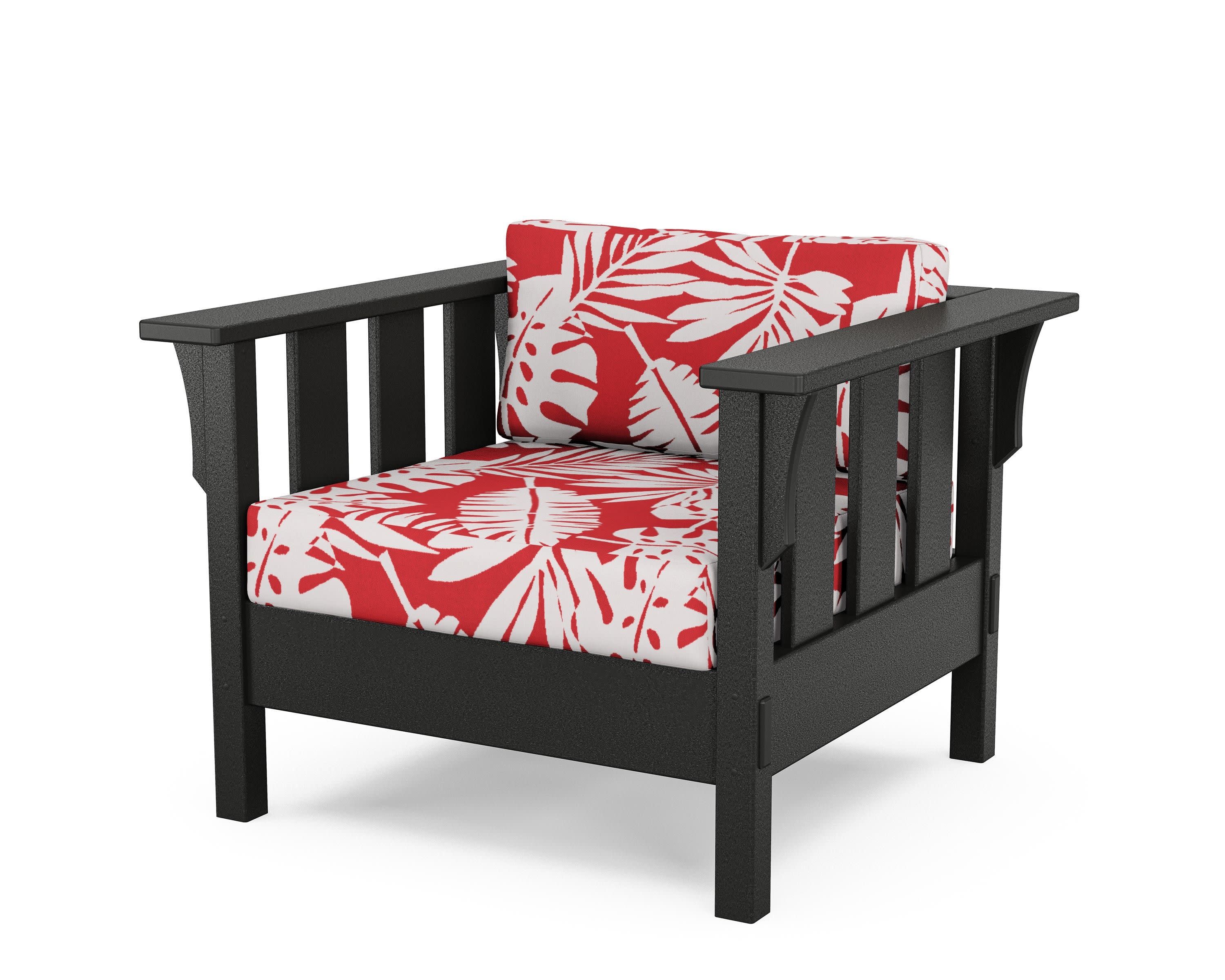Acadia Deep Seating Chair in Black / Leaf Crimson