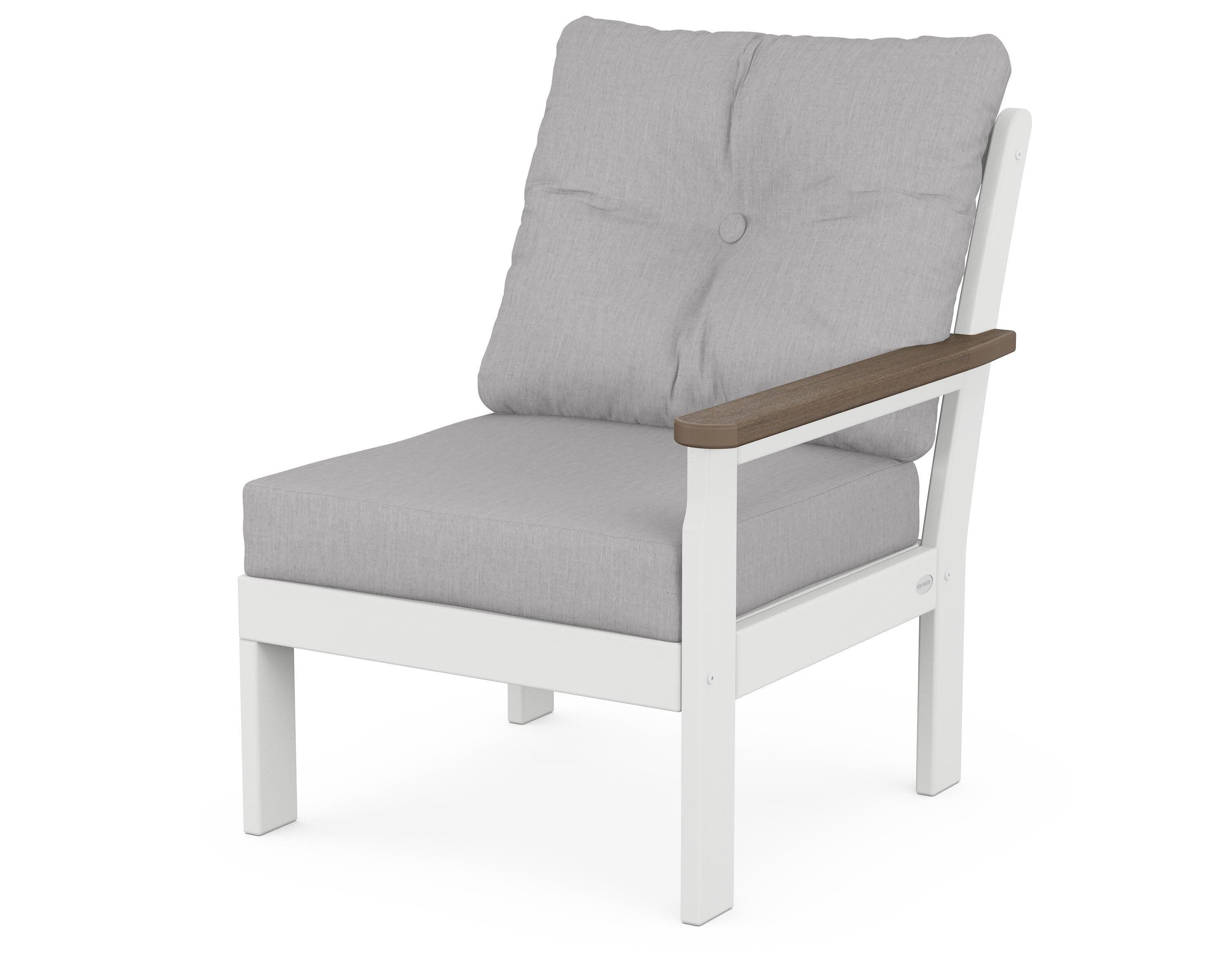 Vineyard Modular Right Arm Chair in White / Kona / Granite