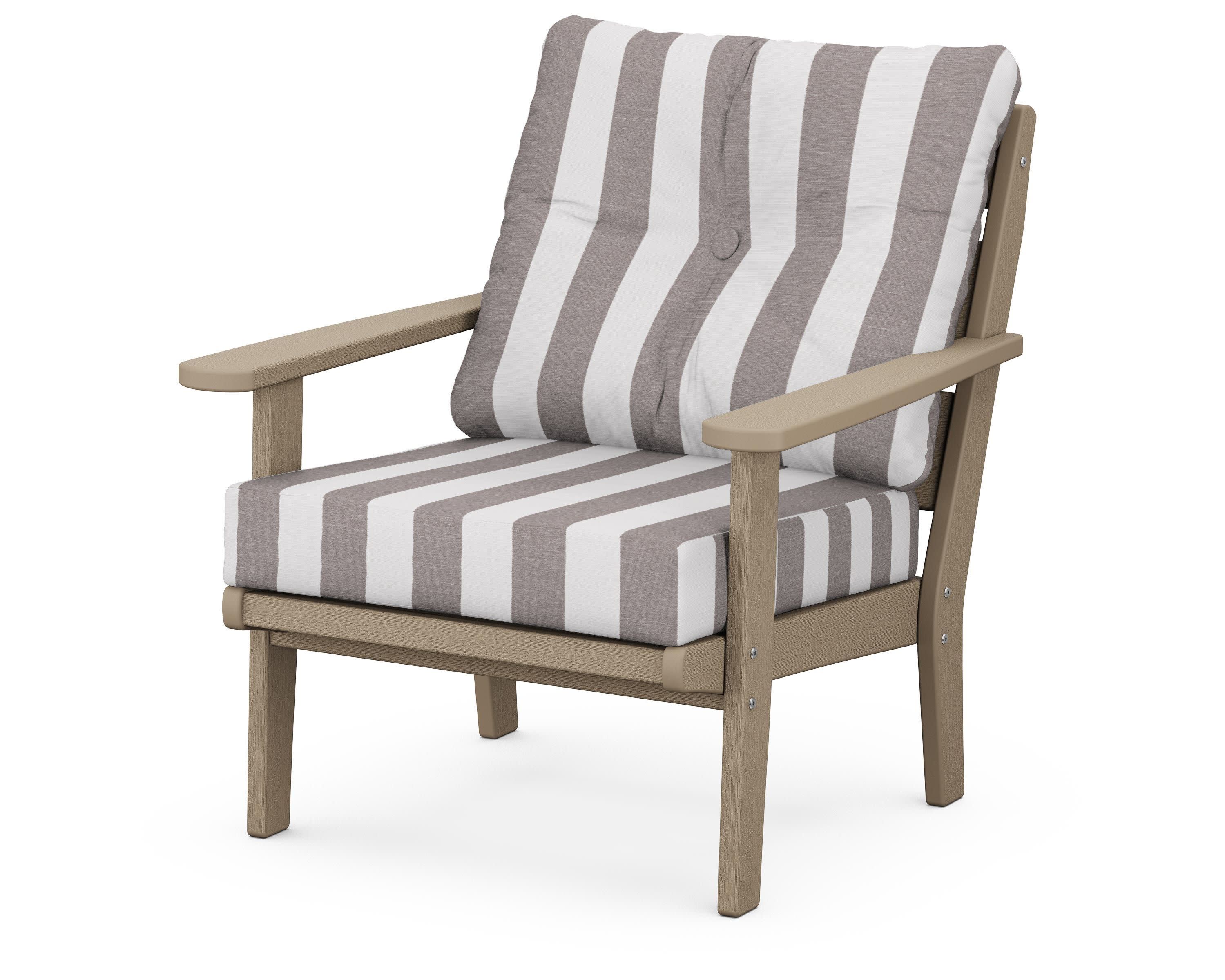 Lakeside Deep Seating Chair in Vintage Sahara / Cabana Stripe Grey Mist