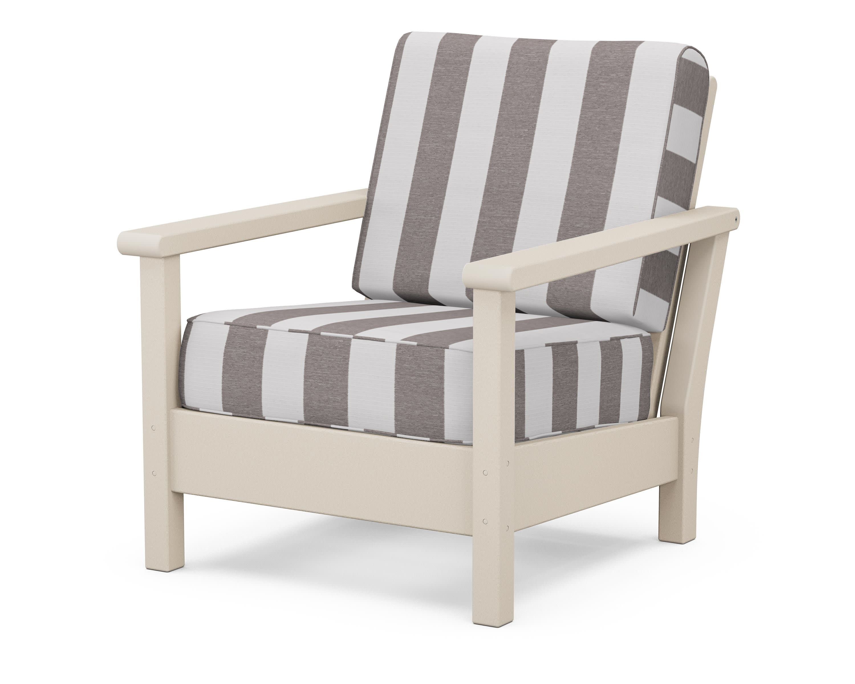 Harbour Deep Seating Chair in Sand / Cabana Stripe Grey Mist