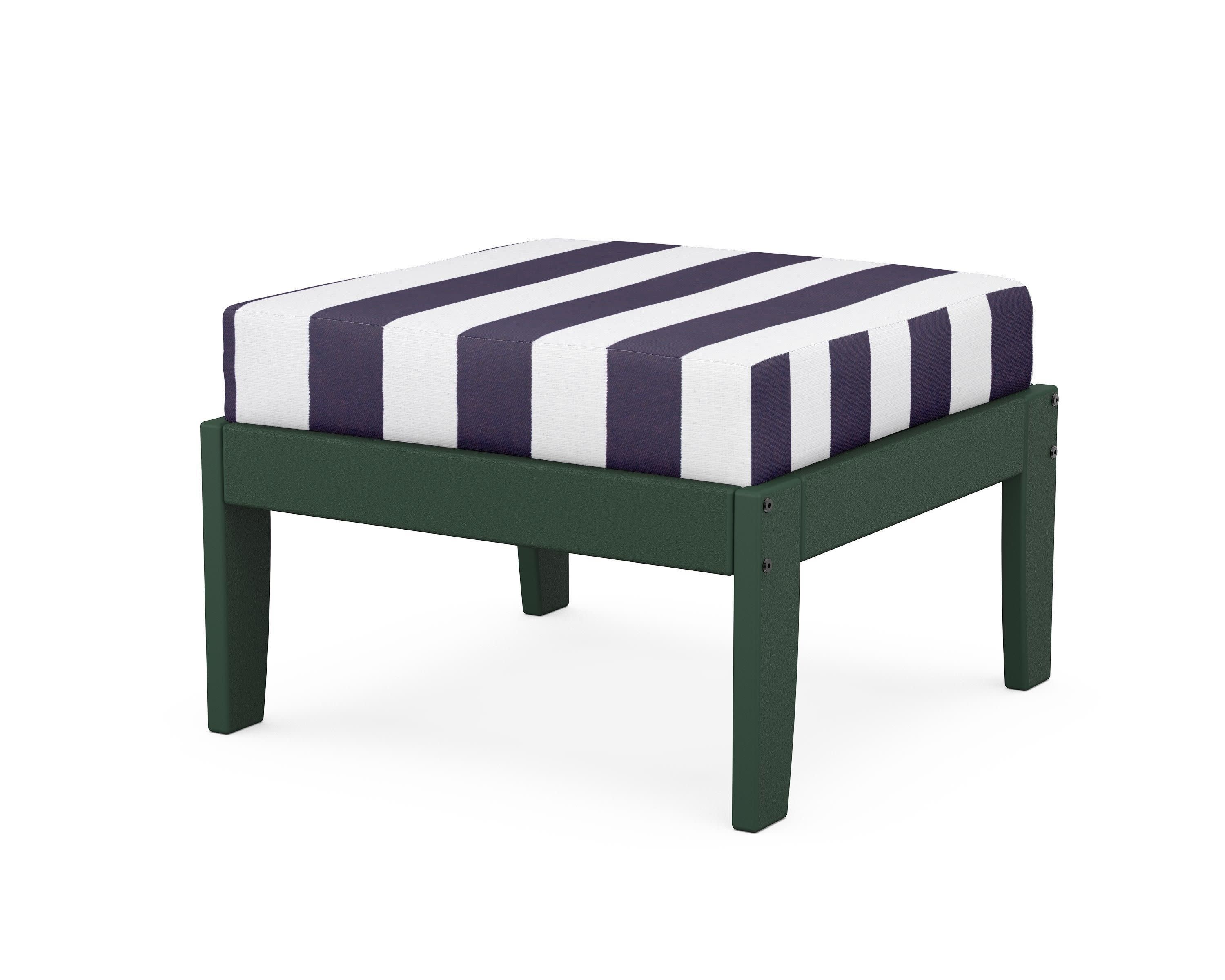 Modular Ottoman - Classic in Green / Cabana Stripe Navy