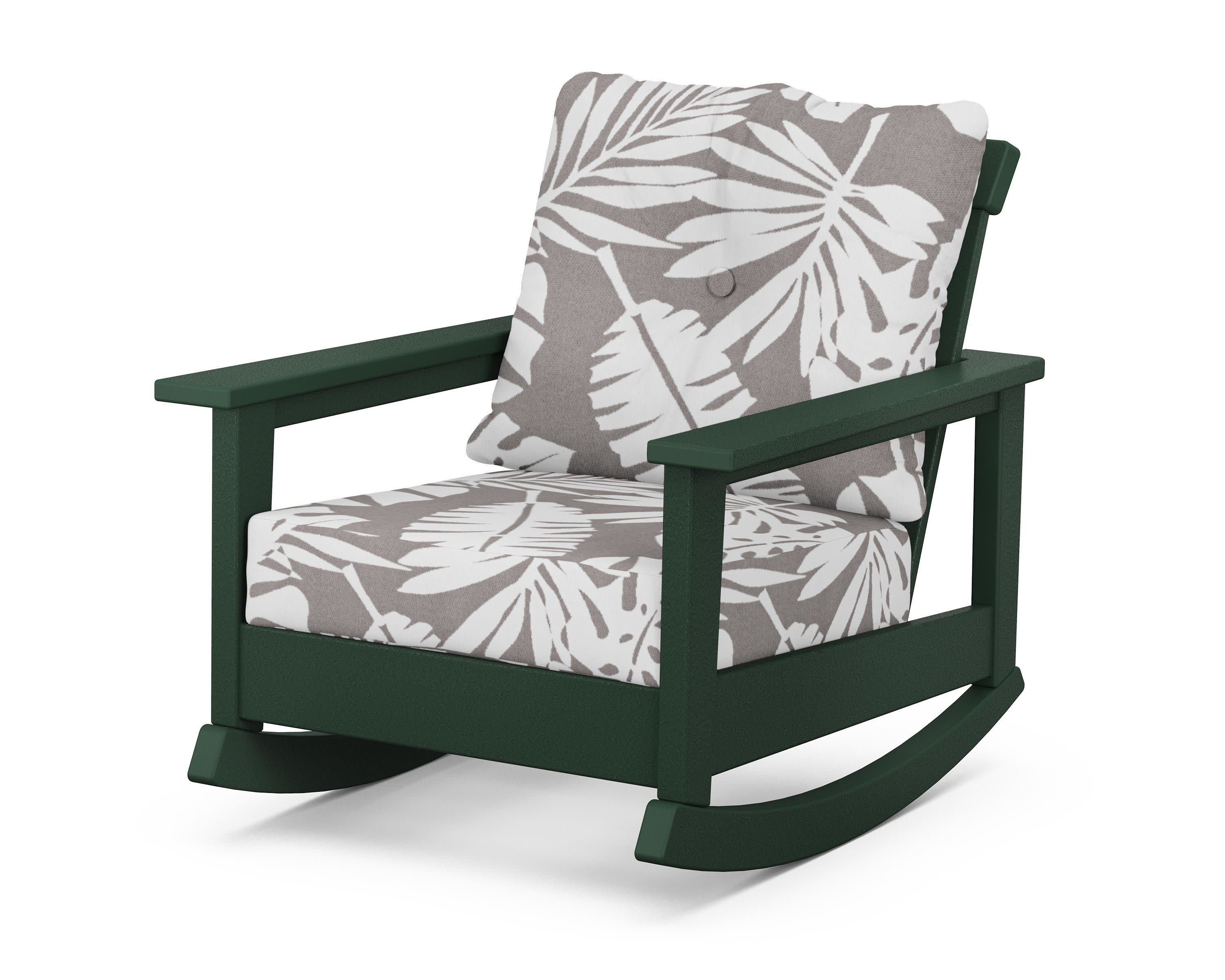 Prescott Deep Seating Rocking Chair in Green / Leaf Grey Mist