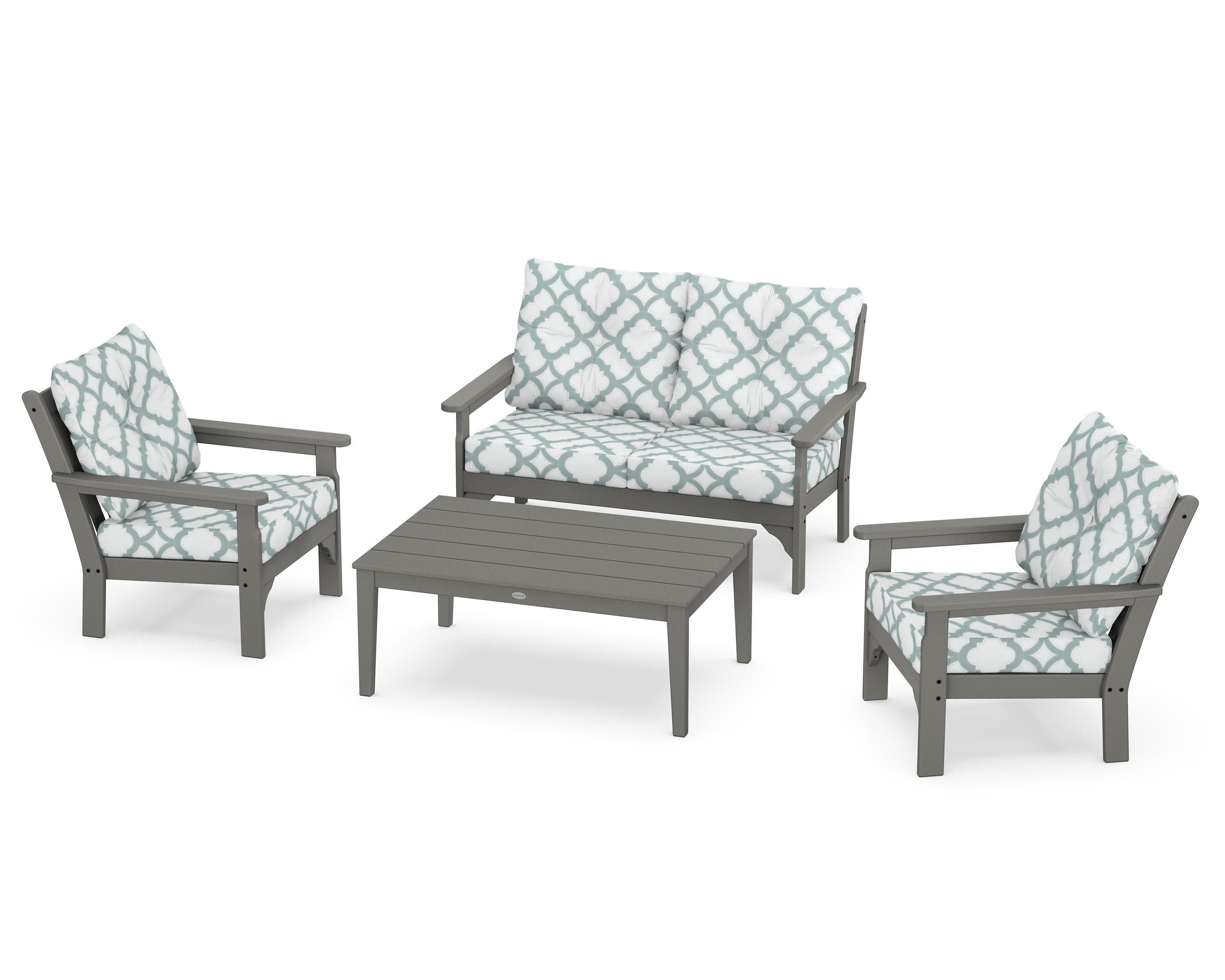 Vineyard 4-Piece Deep Seating Set in Slate Grey / Trellis Glacier Spa