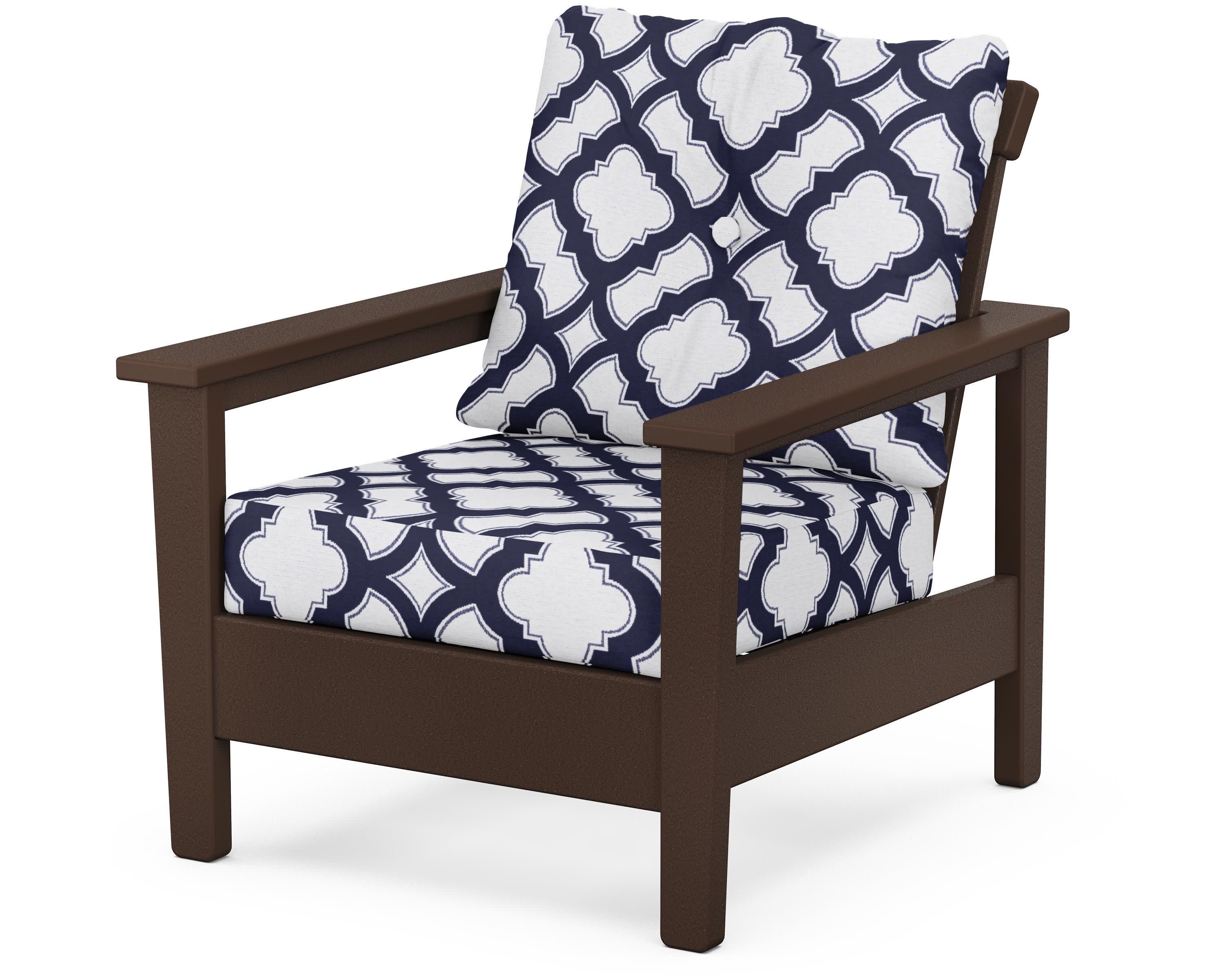 Prescott Deep Seating Chair in Mahogany / Trellis Navy