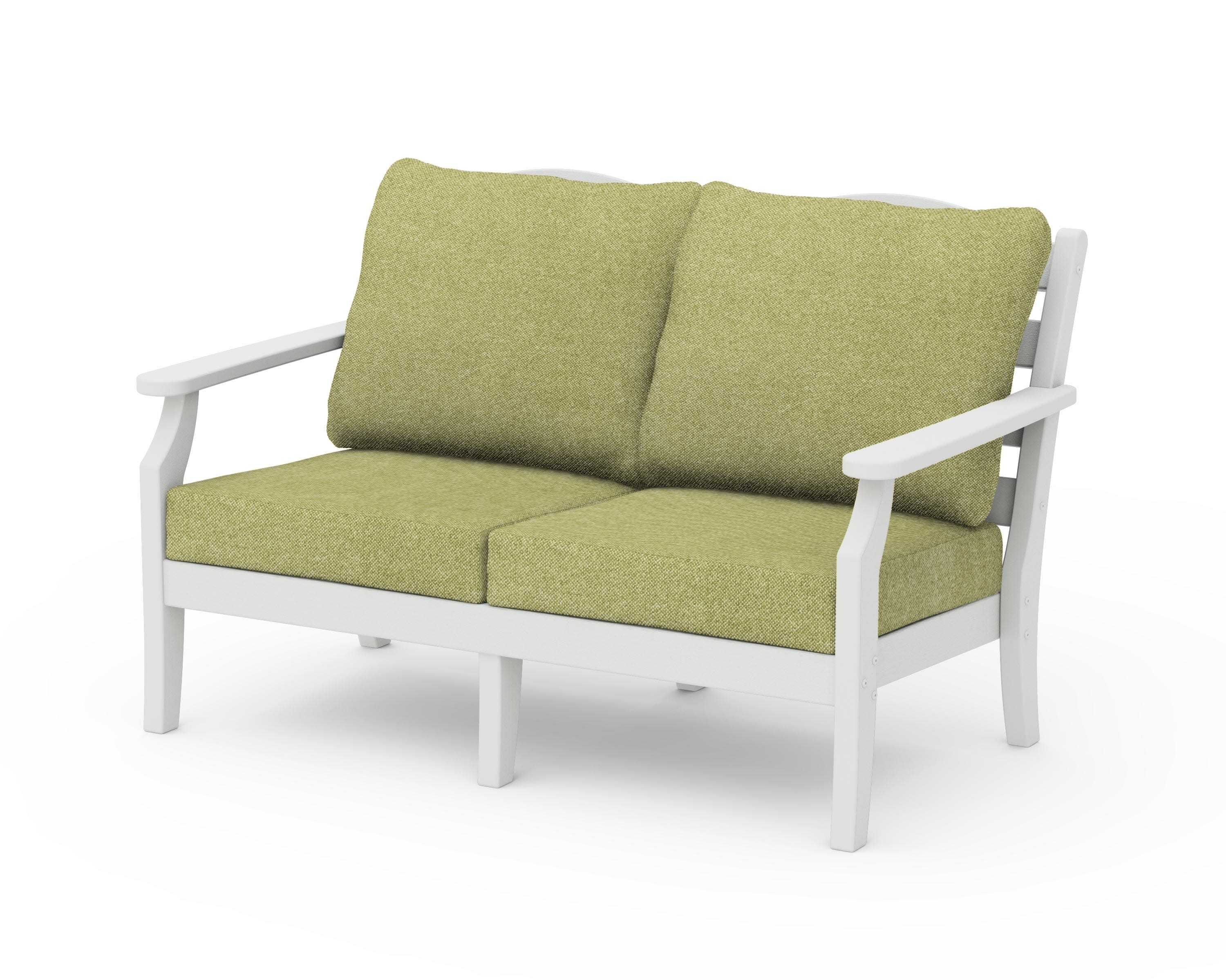 Savannah Deep Seating Loveseat in Vintage White / Chartreuse Boucle