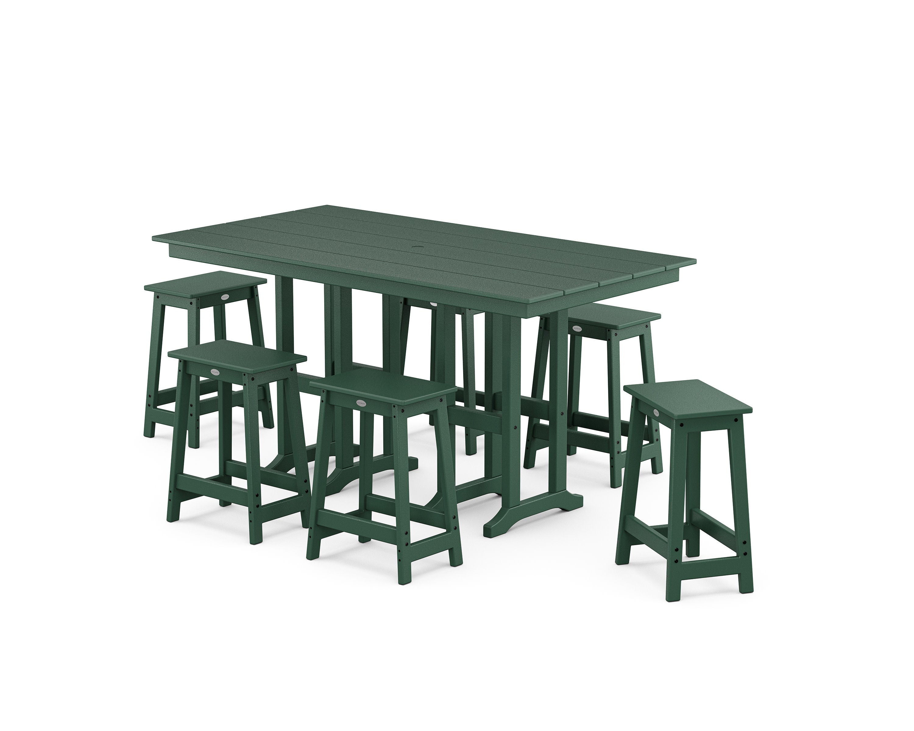 Modern Studio Counter Stool 7-Piece Set in Green
