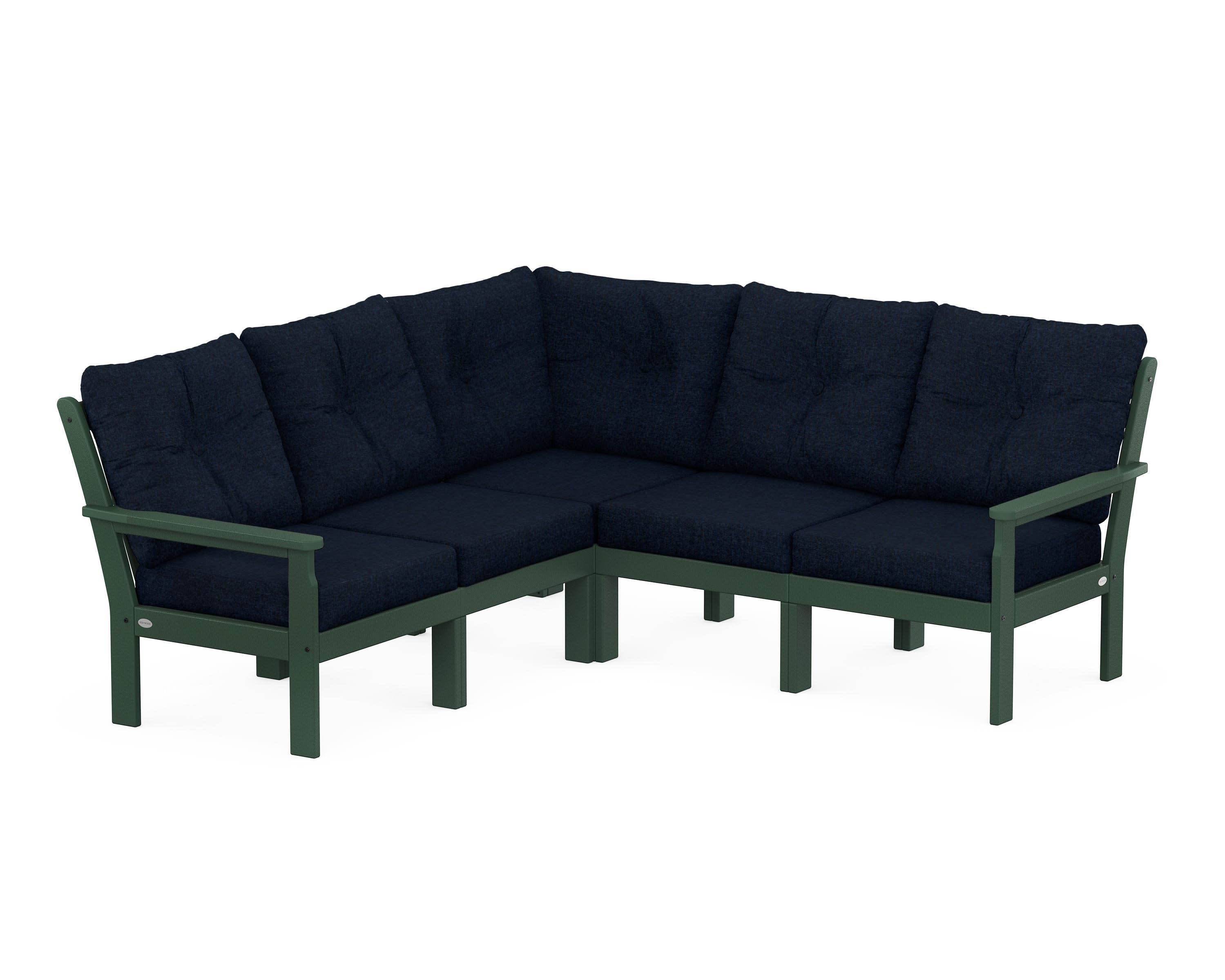Vineyard 5-Piece Sectional in Green / Marine Indigo